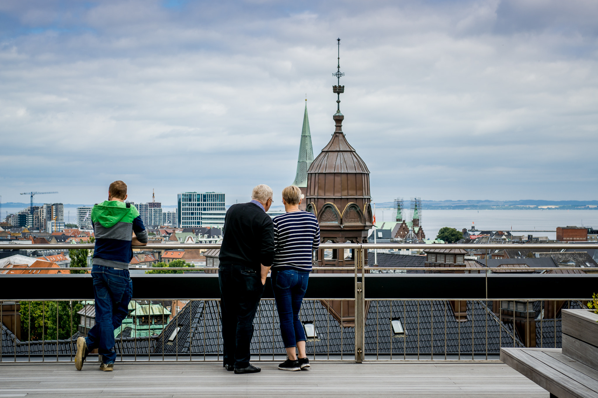 Nikon AF-S Nikkor 24-70mm F2.8G ED sample photo. Visitors enjoy the view from the roof of aros art museum photography