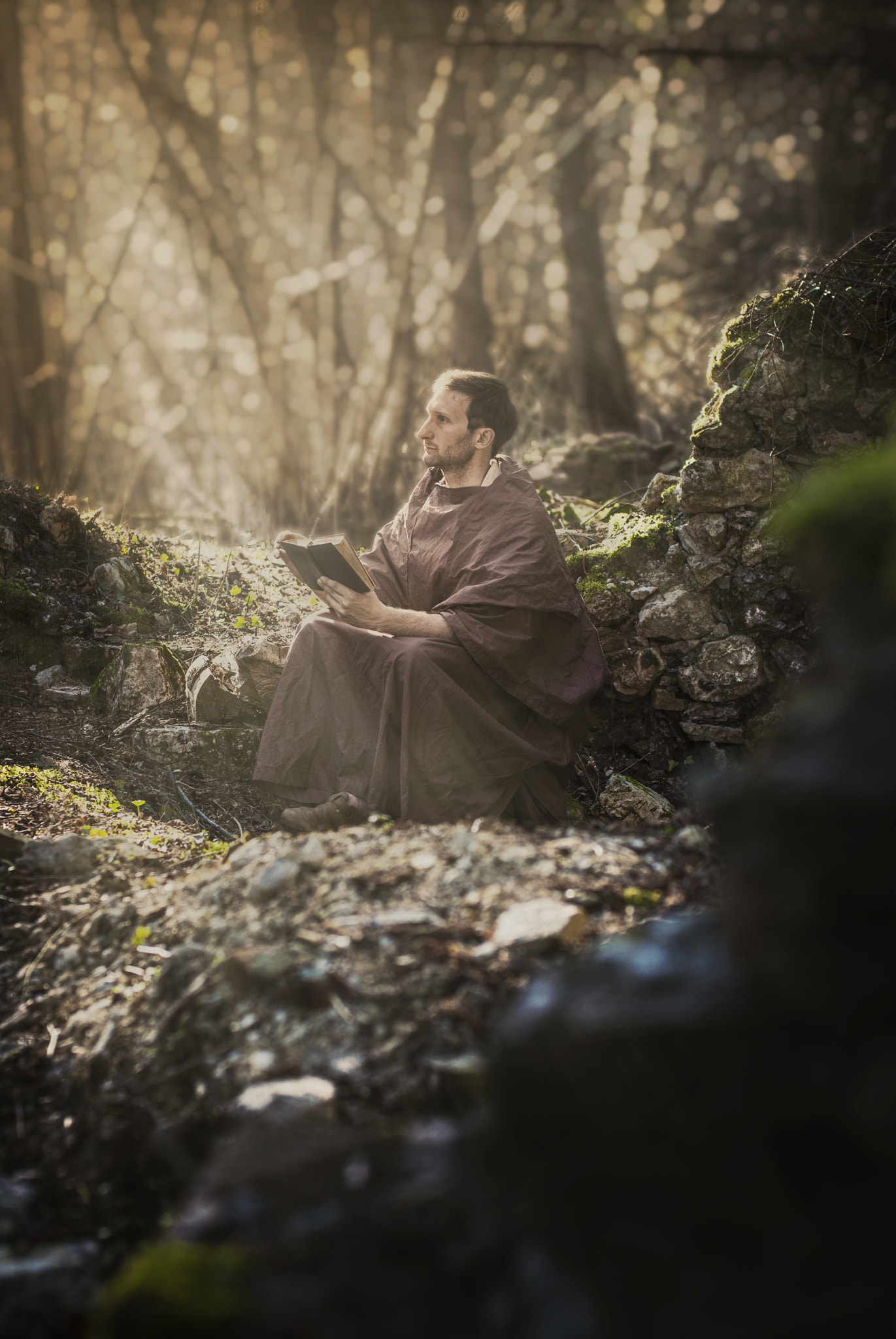 Nikon D200 sample photo. Frair meditating inside the ruin of an old church photography