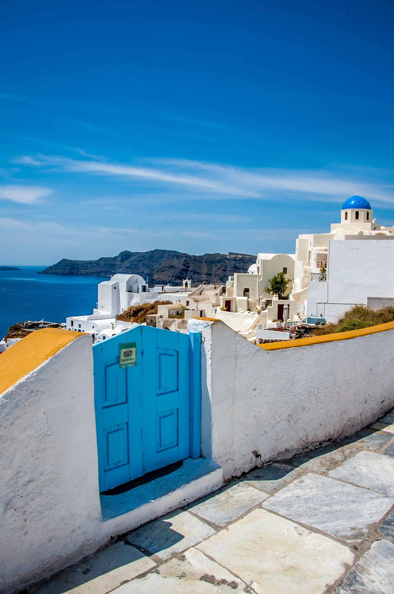 Nikon D700 sample photo. Blue door in santorini, greece photography