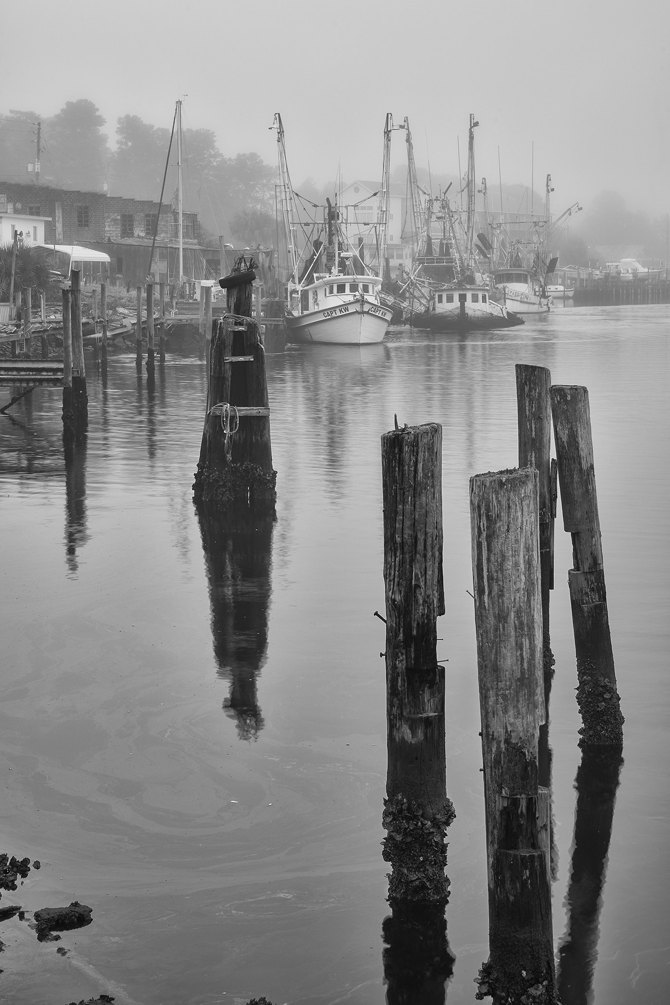 Sony FE 24-240mm F3.5-6.3 OSS sample photo. Shrimpers in the fog photography
