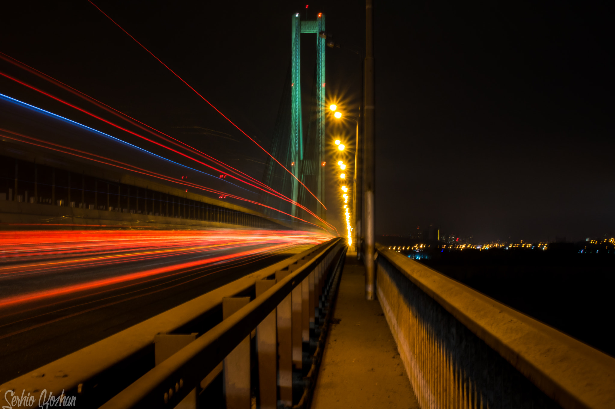 Canon EOS 760D (EOS Rebel T6s / EOS 8000D) sample photo. Night city bridge lights photography