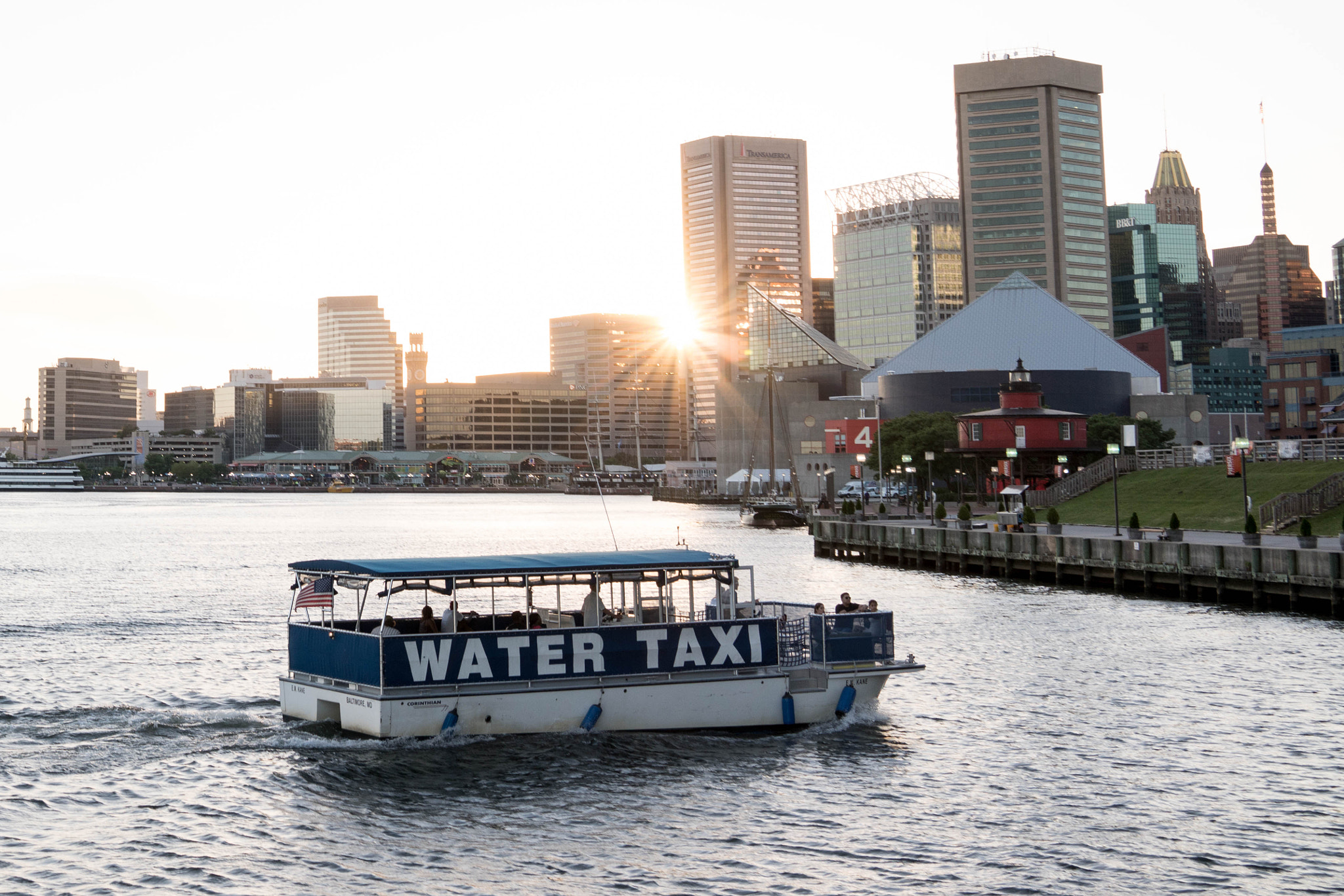 35mm F2.0 sample photo. Baltimore harbor water taxi photography