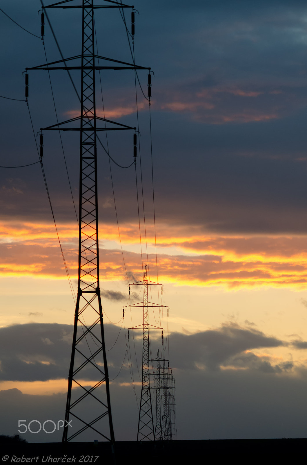 Sigma 150-500mm F5-6.3 DG OS HSM sample photo. High voltage pylons and sunset photography