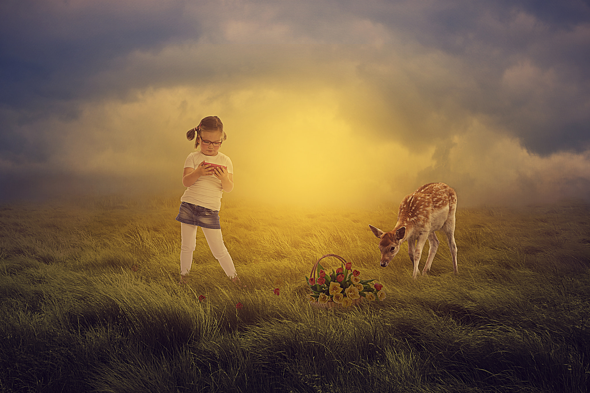 Canon EF-S 55-250mm F4-5.6 IS STM sample photo. Girl with deer photography