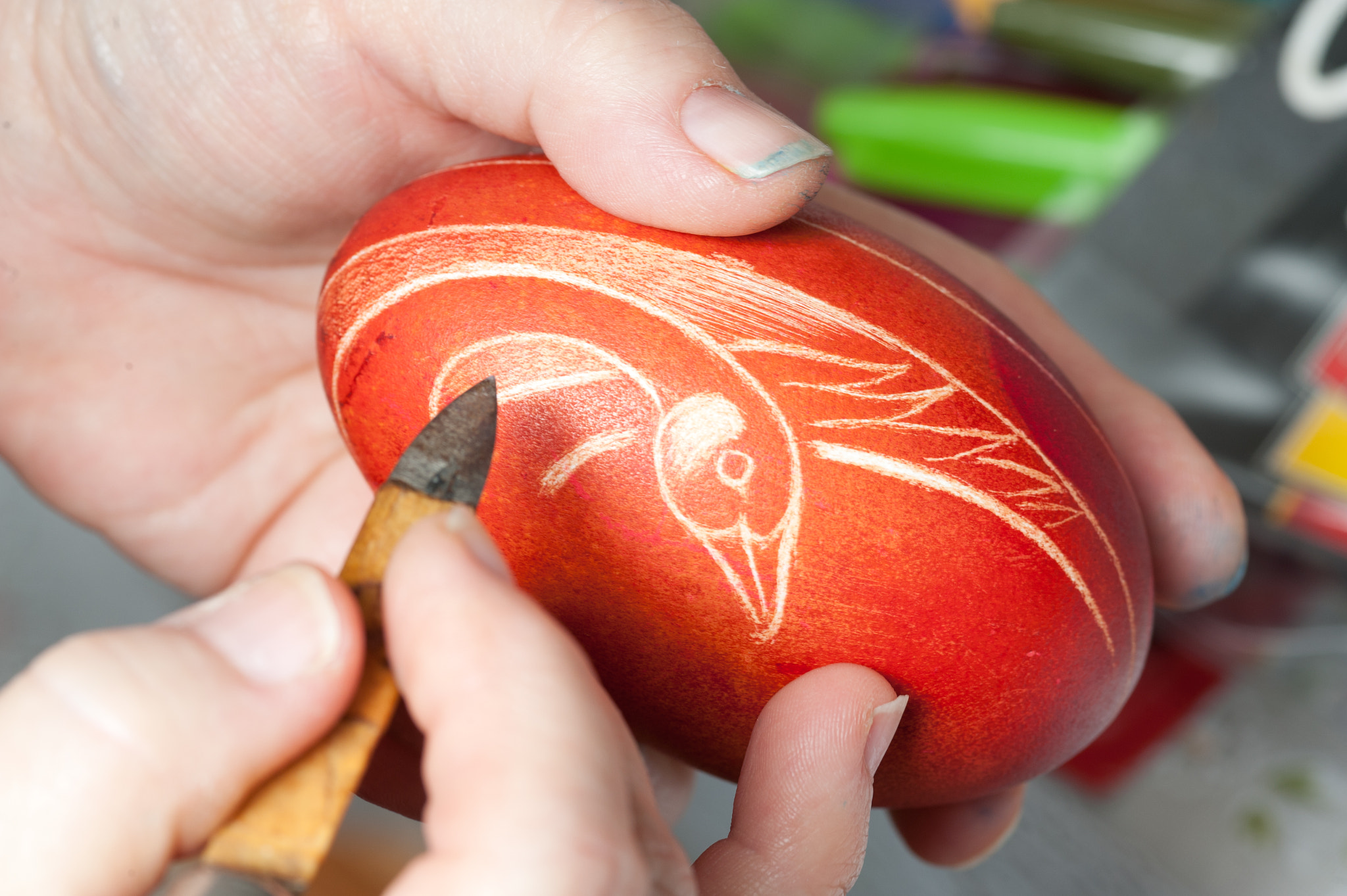 ZEISS Makro-Planar T* 100mm F2 sample photo. Hands etching a egg in polish tradition of pisanki photography