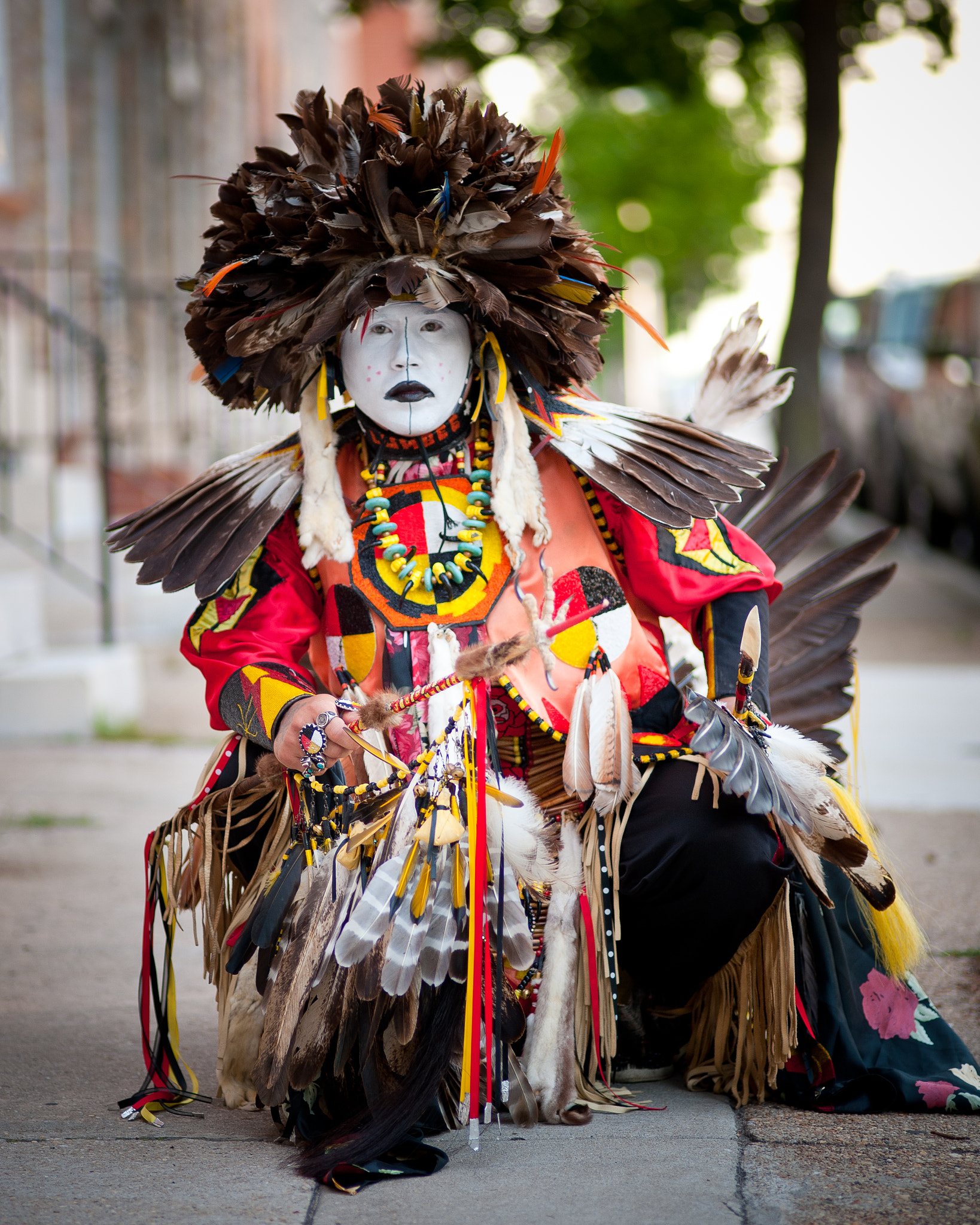 ZEISS Makro-Planar T* 100mm F2 sample photo. Man dressed in lumbee indian regalia photography