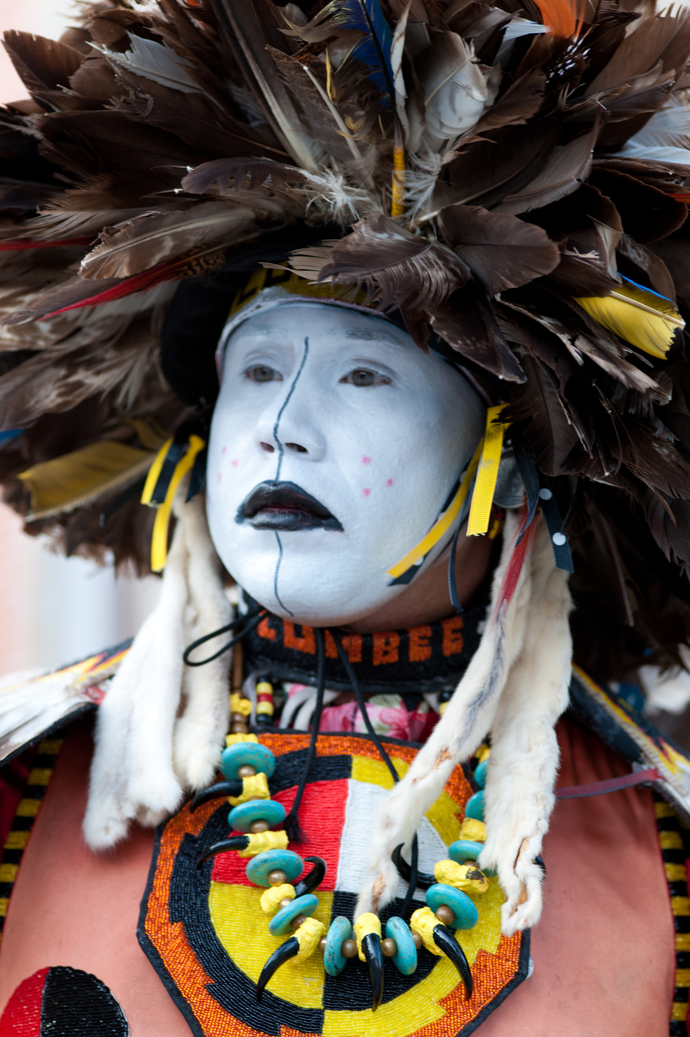 ZEISS Makro-Planar T* 100mm F2 sample photo. Man dressed in lumbee indian regalia photography