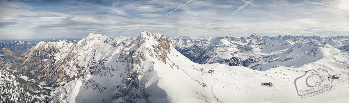 Nikon D610 + Nikon AF-S DX Nikkor 35mm F1.8G sample photo. Panoramic view from the nebelhorn mountain, bavarian alps, oberstdorf, ger photography