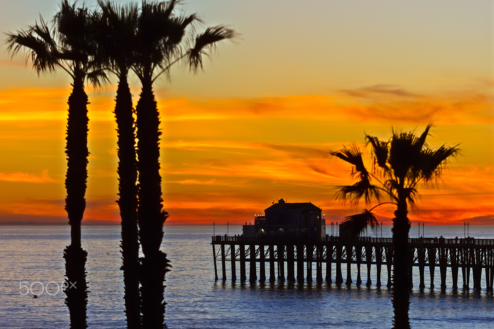 Nikon D500 sample photo. Fiery sky at sunset at oceansdie pier - march 3, 2017 photography