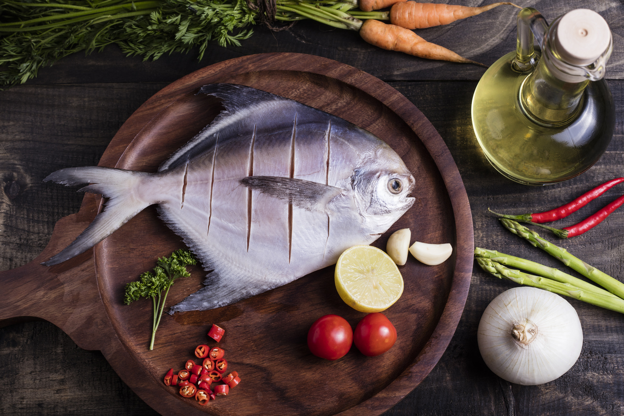 Canon EOS 5DS R sample photo. White pomfret fish horizontal view photography