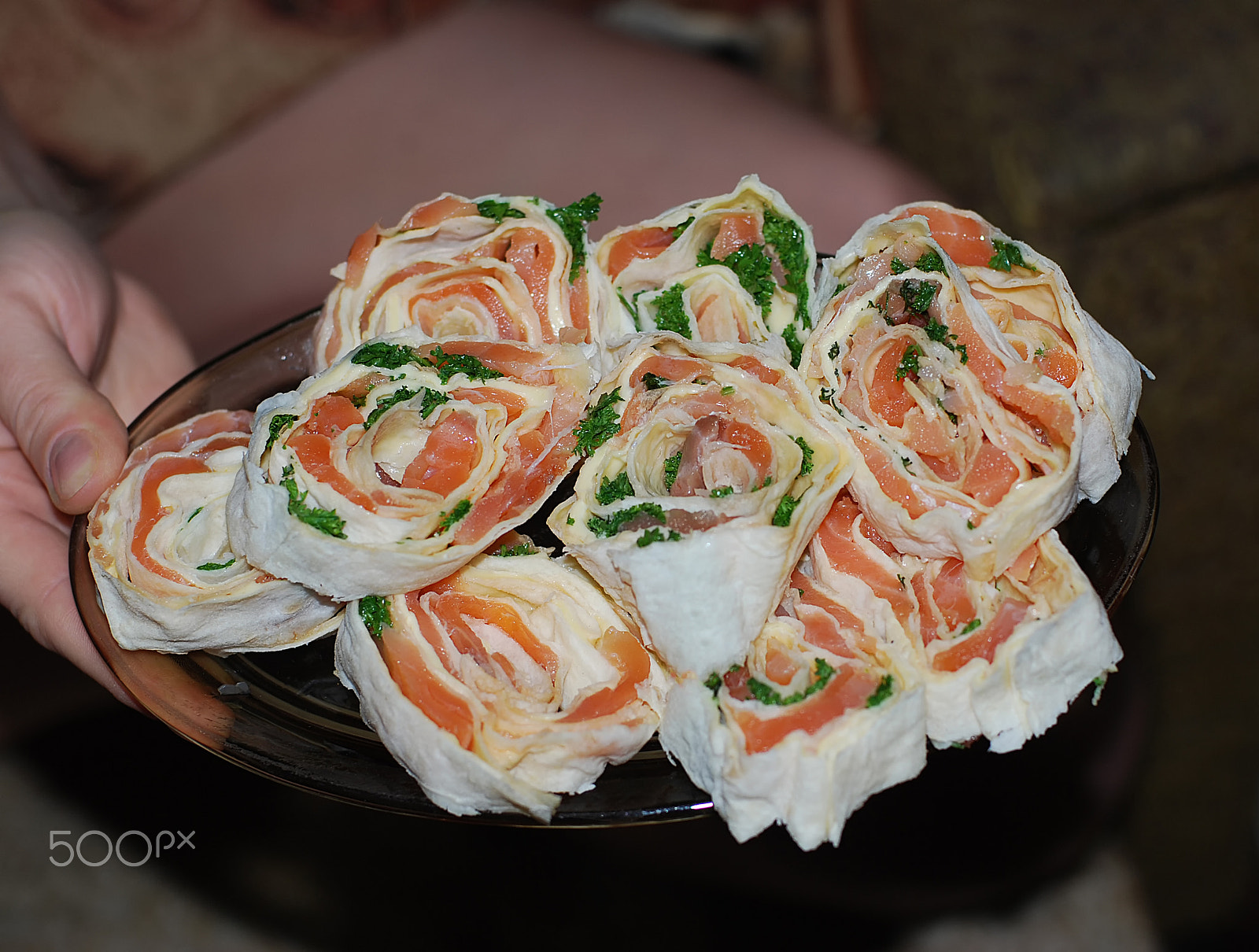 Nikon D80 sample photo. Snack with salmon and thin pita photography