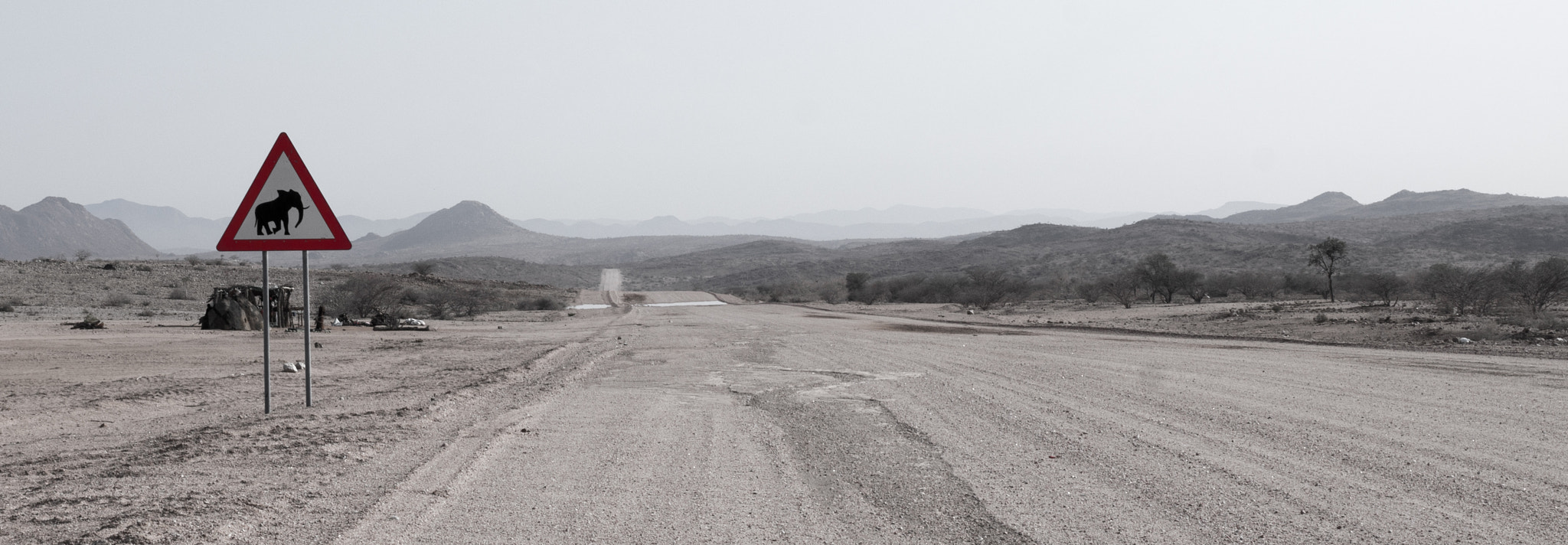 Sony DT 18-135mm F3.5-5.6 SAM sample photo. Namibia - desert elephant warning sign photography