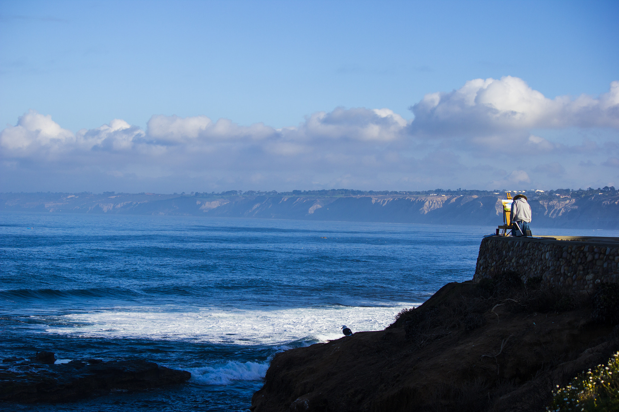 Canon EF-S 55-250mm F4-5.6 IS sample photo. Ocean and sky with painter photography