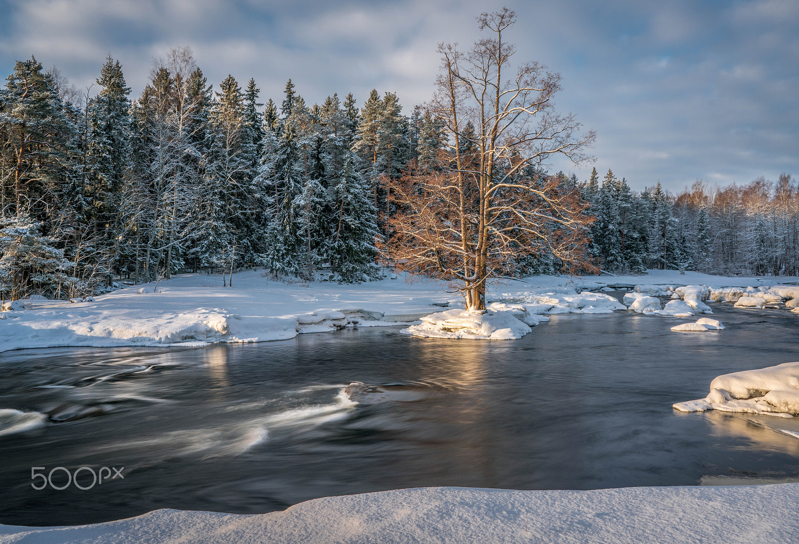 Sony FE 28mm F2 sample photo. Langinkoski rapids on a winter morning photography