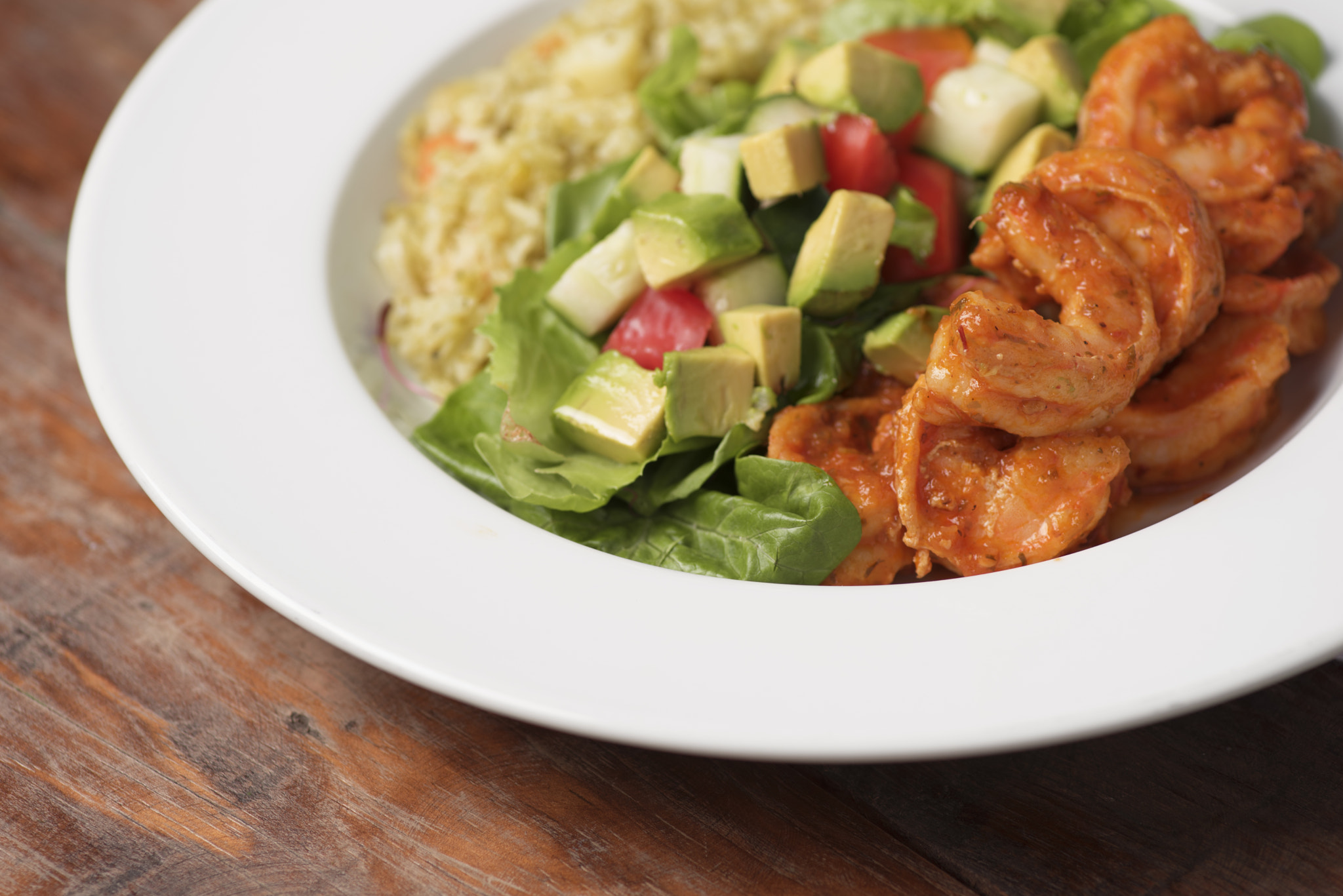 Tokina AT-X Pro 100mm F2.8 Macro sample photo. Deviled shrimp salad and green rice photography