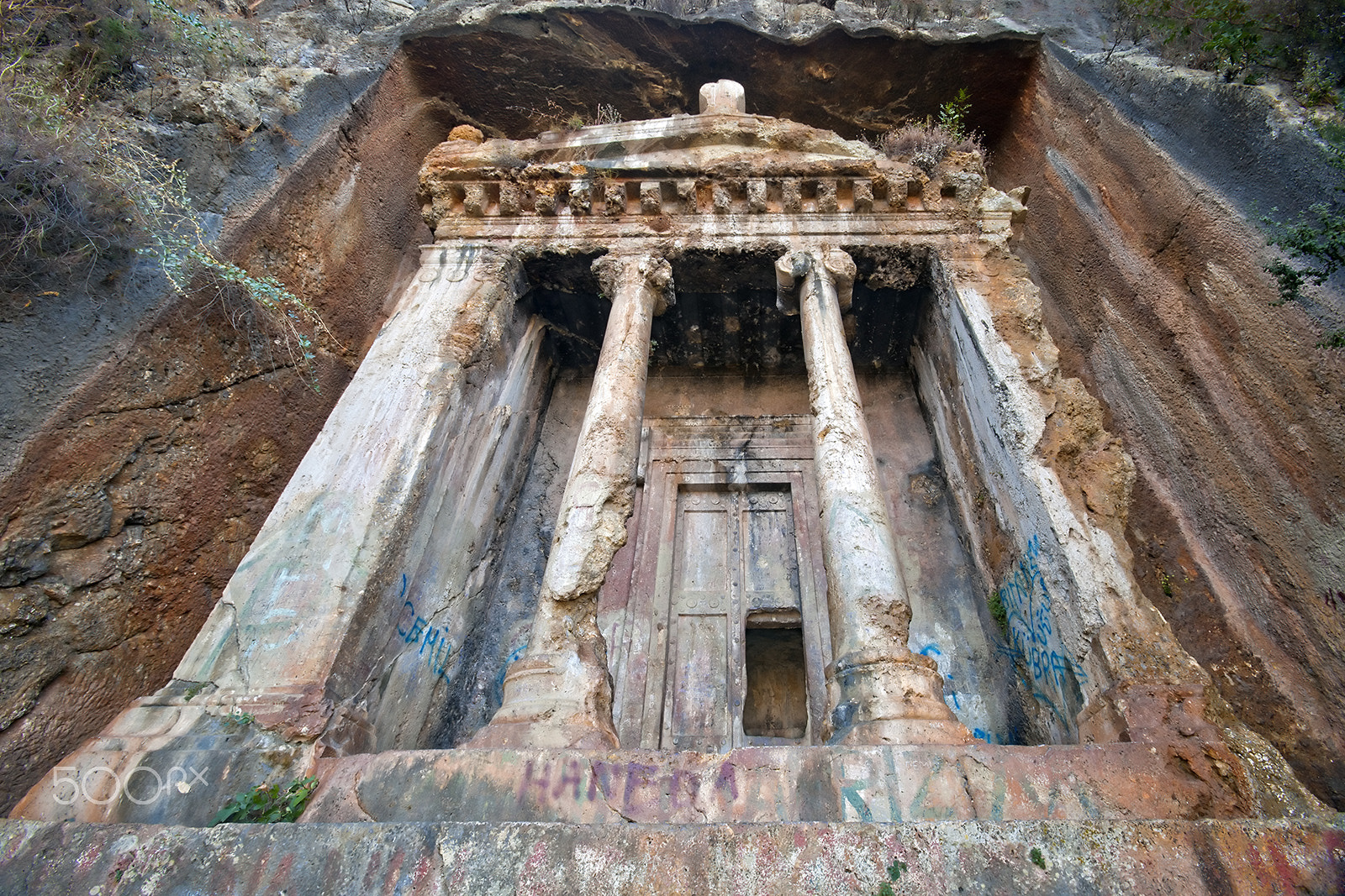 Canon EOS 5D Mark II + Canon EF 16-35mm F2.8L USM sample photo. Amyntas rock tomb in fethiye, turkey photography