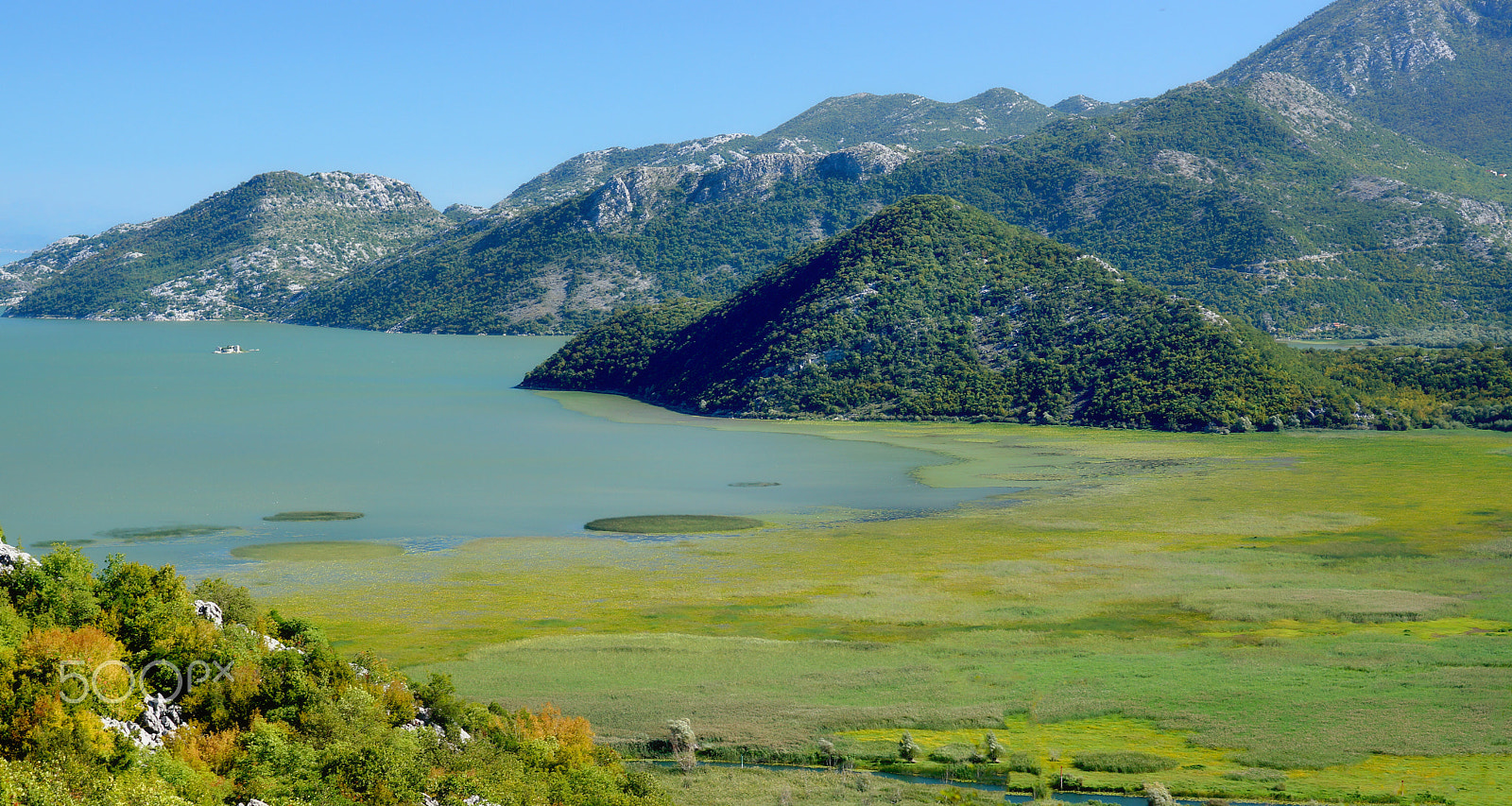 Sony SLT-A65 (SLT-A65V) sample photo. Skadar lake in montenegro, wetland and mountain views photography