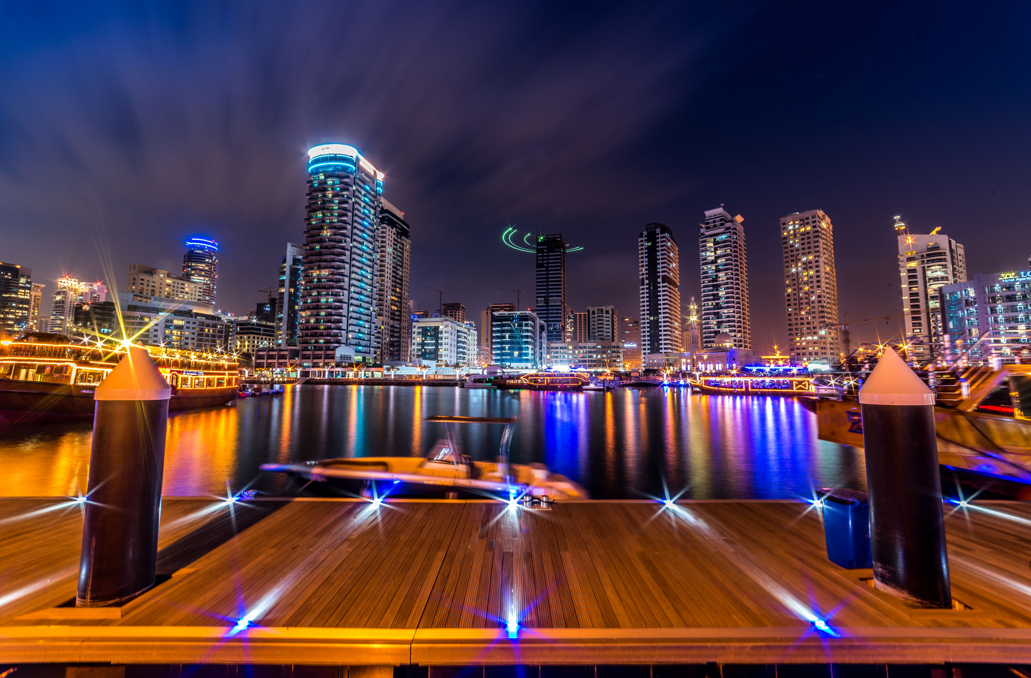 Samyang 14mm F2.8 ED AS IF UMC sample photo. Dubai marina lights photography