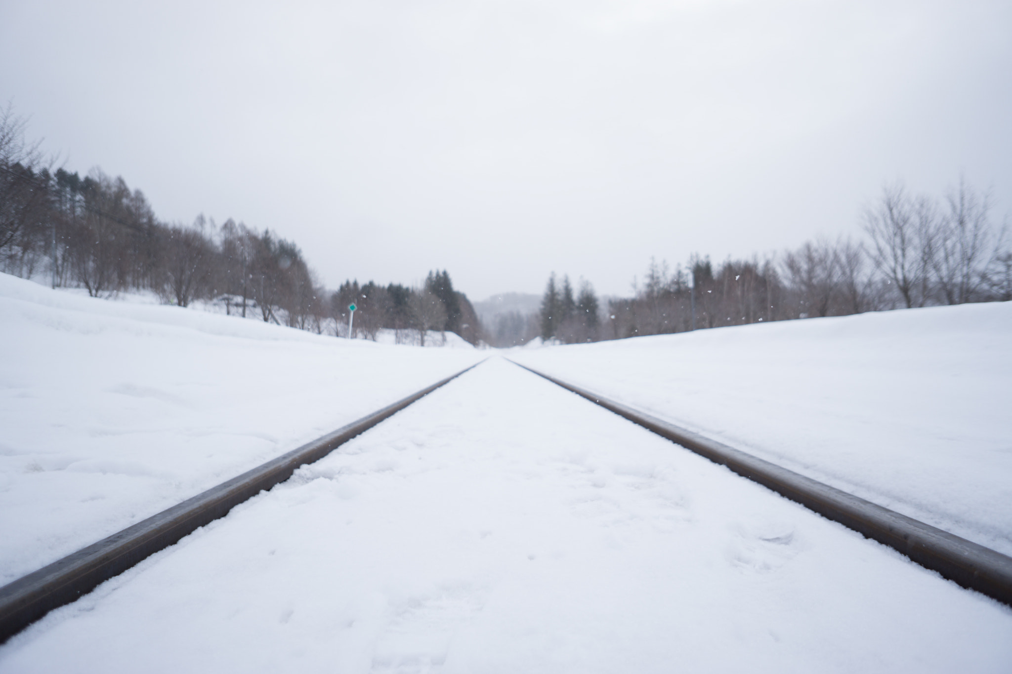 Sony a6000 sample photo. Hirafu station train tracks photography