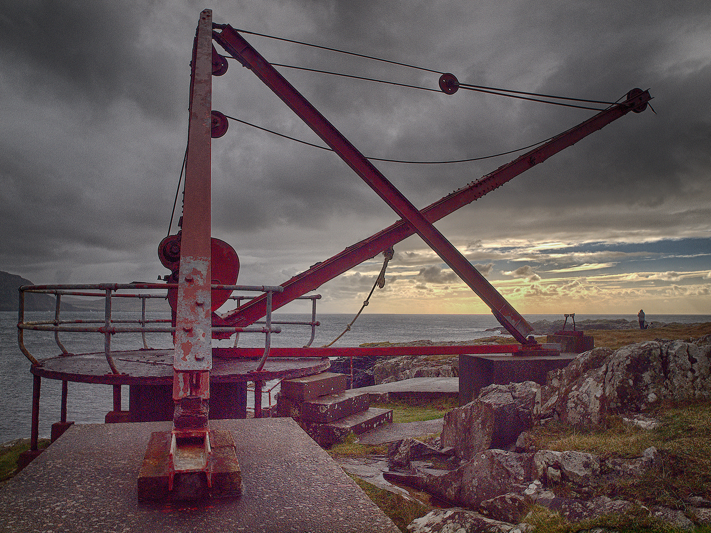 Olympus E-30 sample photo. Neist point crane photography