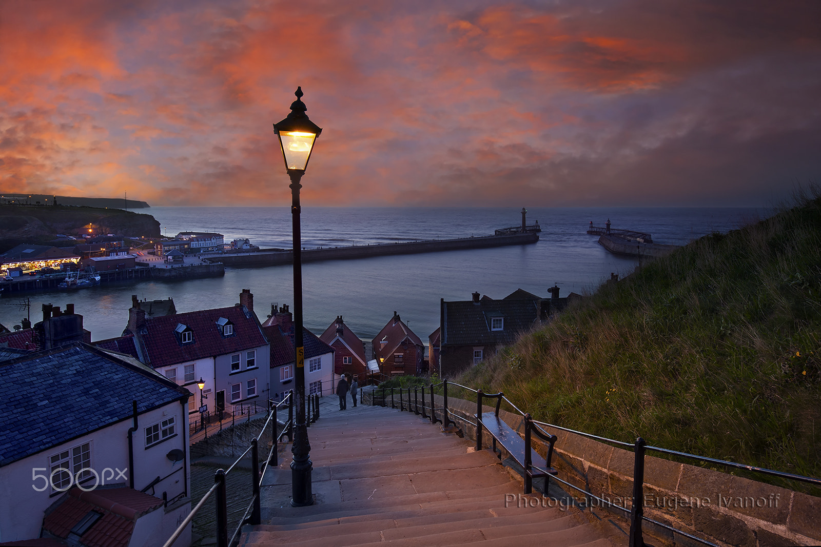 Canon EF 16-35mm F2.8L USM sample photo. 199 steps to the whitby abbey at dusk photography