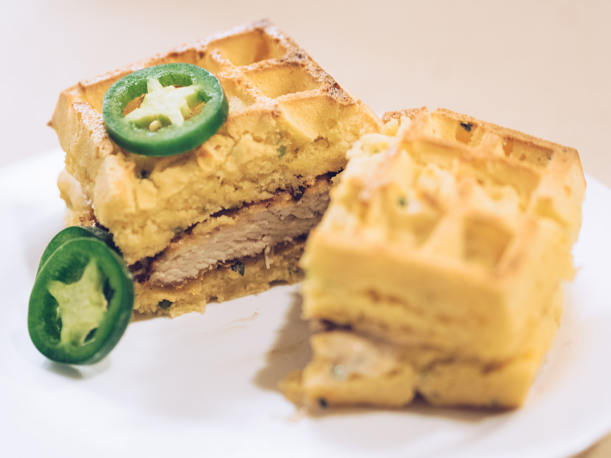 Olympus M.Zuiko Digital ED 75mm F1.8 sample photo. Homemade chicken & waffles photography