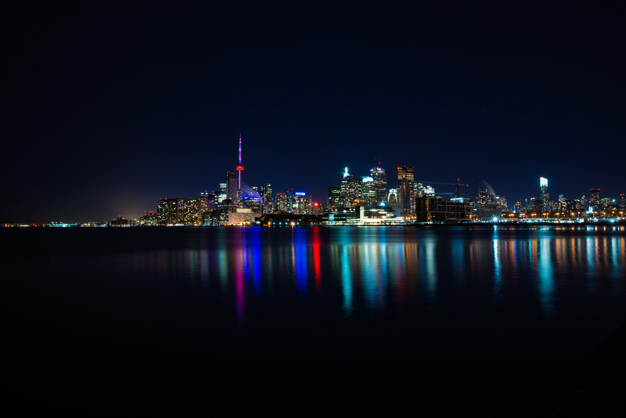 Nikon D610 + Nikon AF Nikkor 24-85mm F2.8-4D IF sample photo. Toronto skyline at night photography