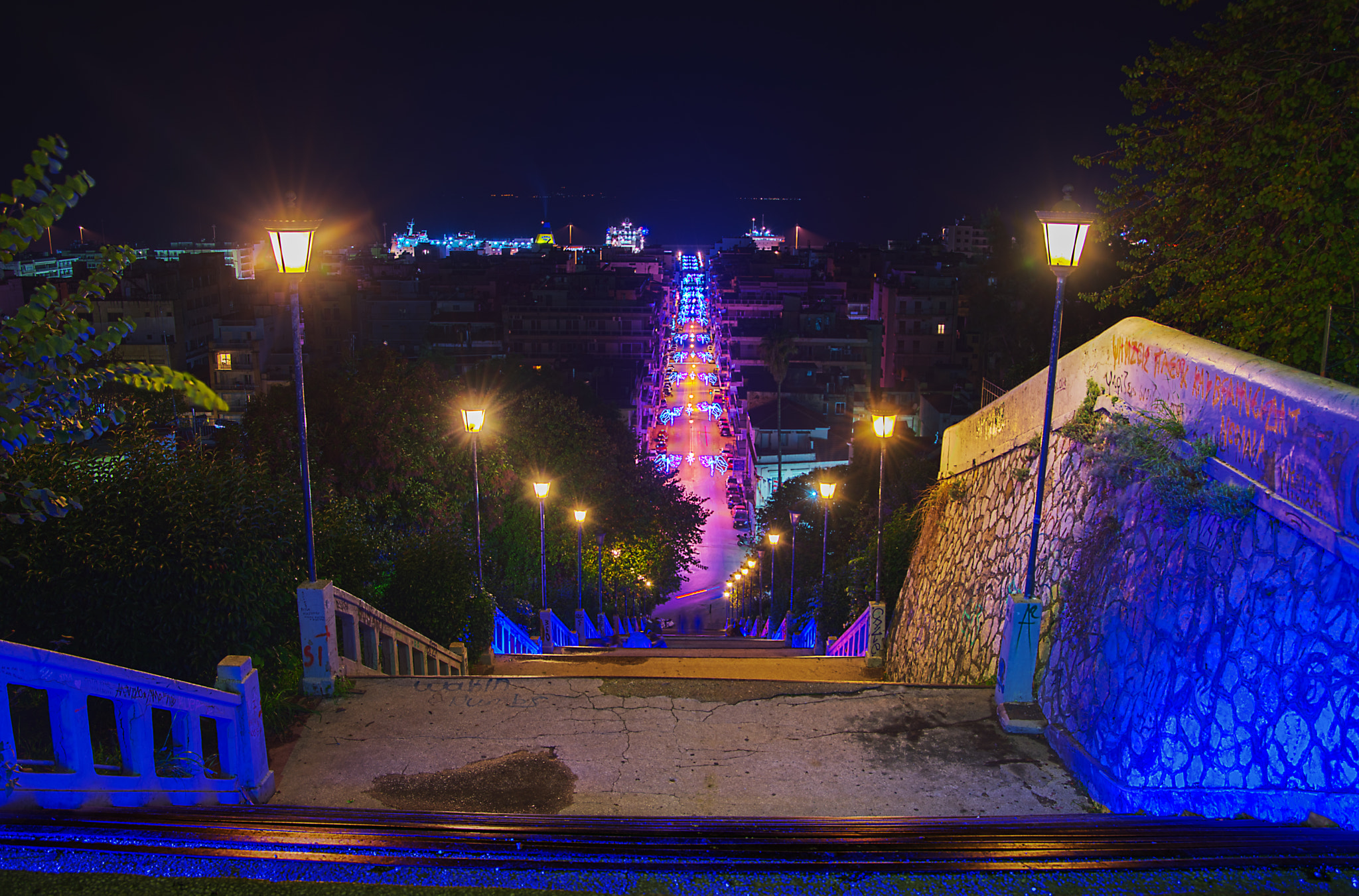 Nikon D600 + AF Zoom-Nikkor 28-80mm f/3.5-5.6D sample photo. Stairs night photography