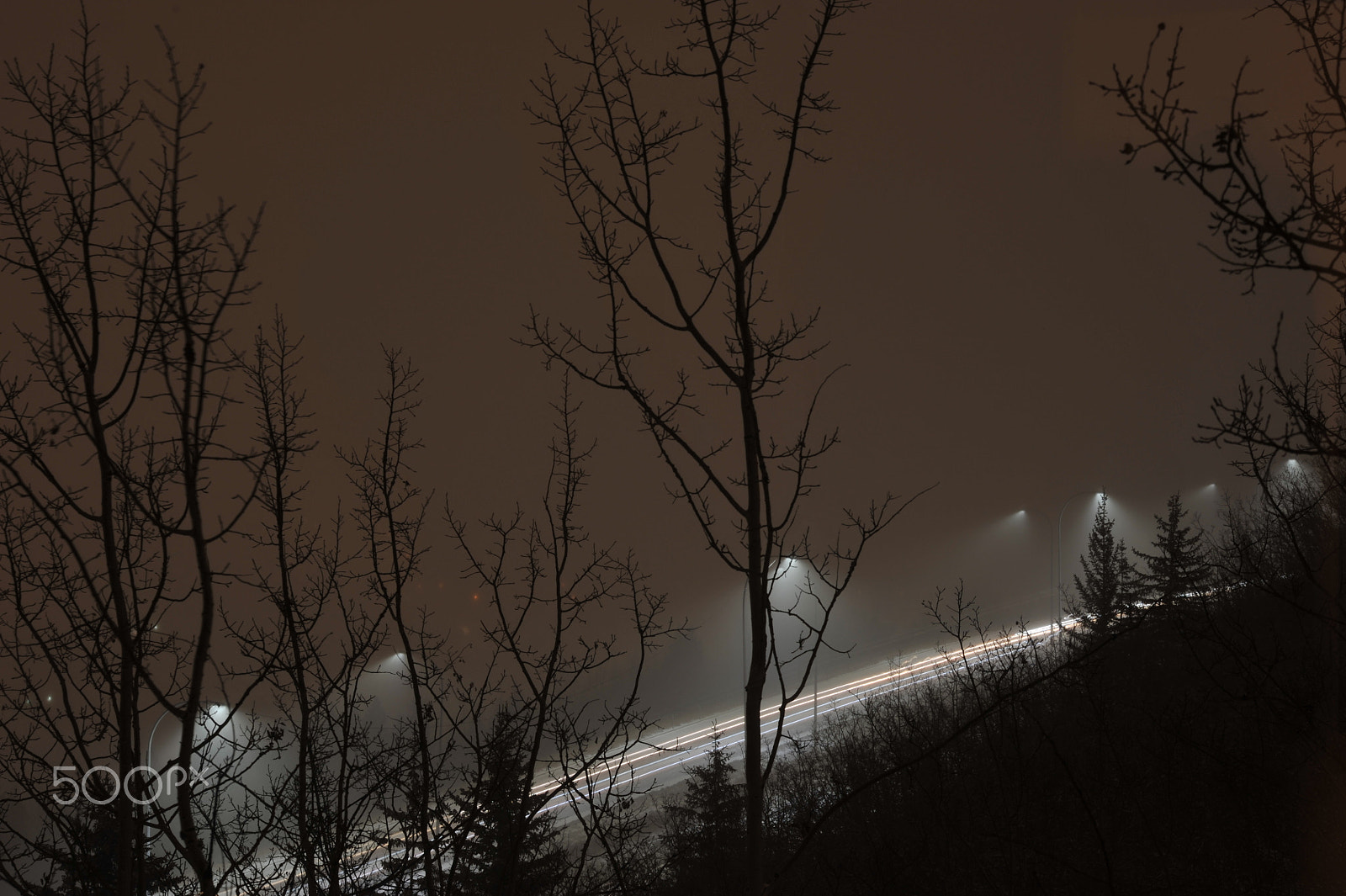 Nikon D700 + Manual Lens No CPU sample photo. Fog and snow under street lights photography