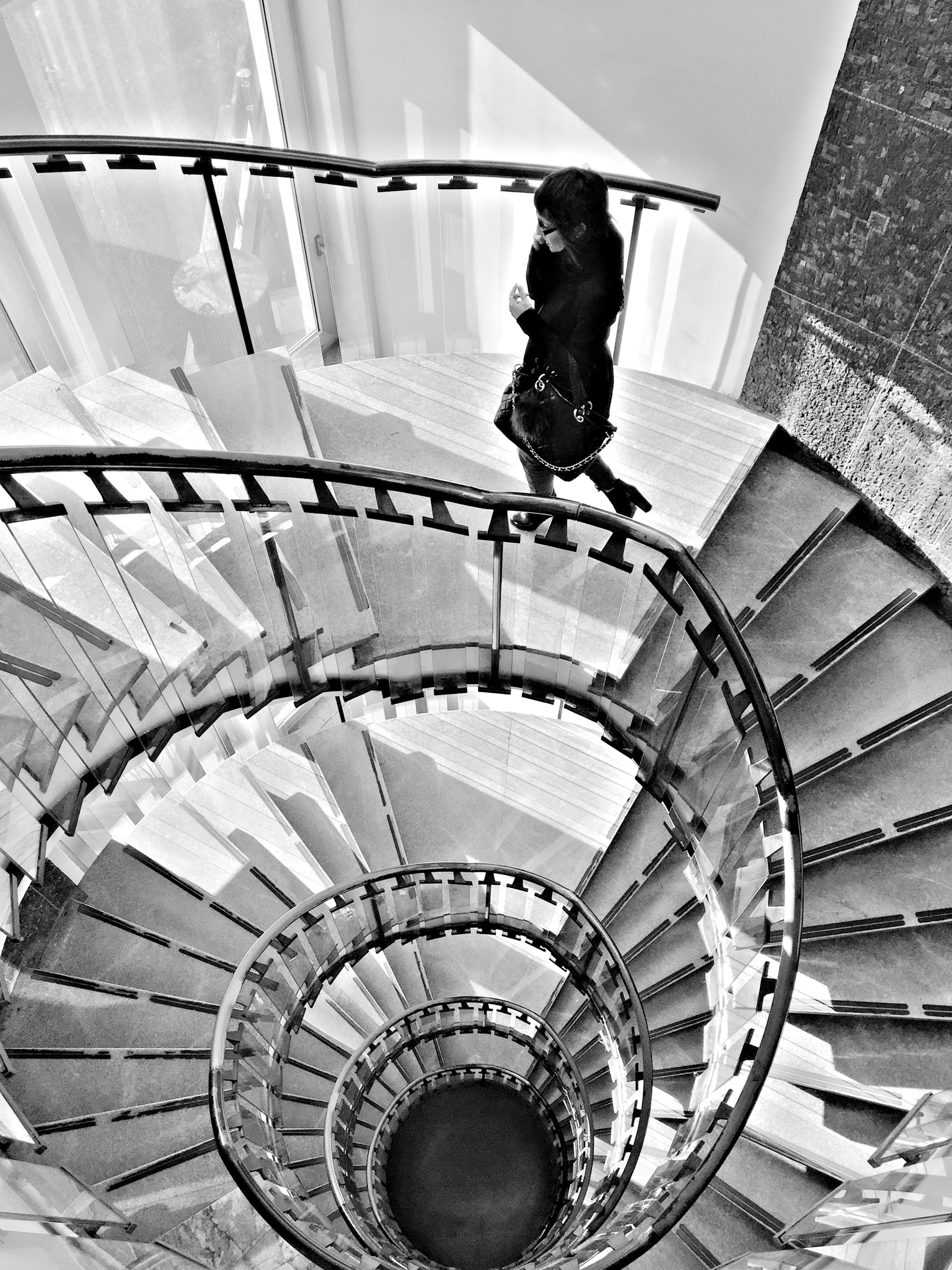 Blackie Camera sample photo. Lady stairway photography
