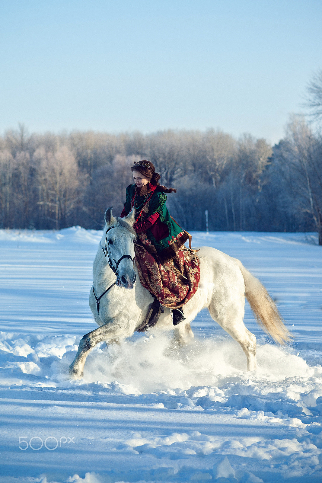 Canon EF 85mm F1.2 sample photo. Girl riding a horse in winter photography
