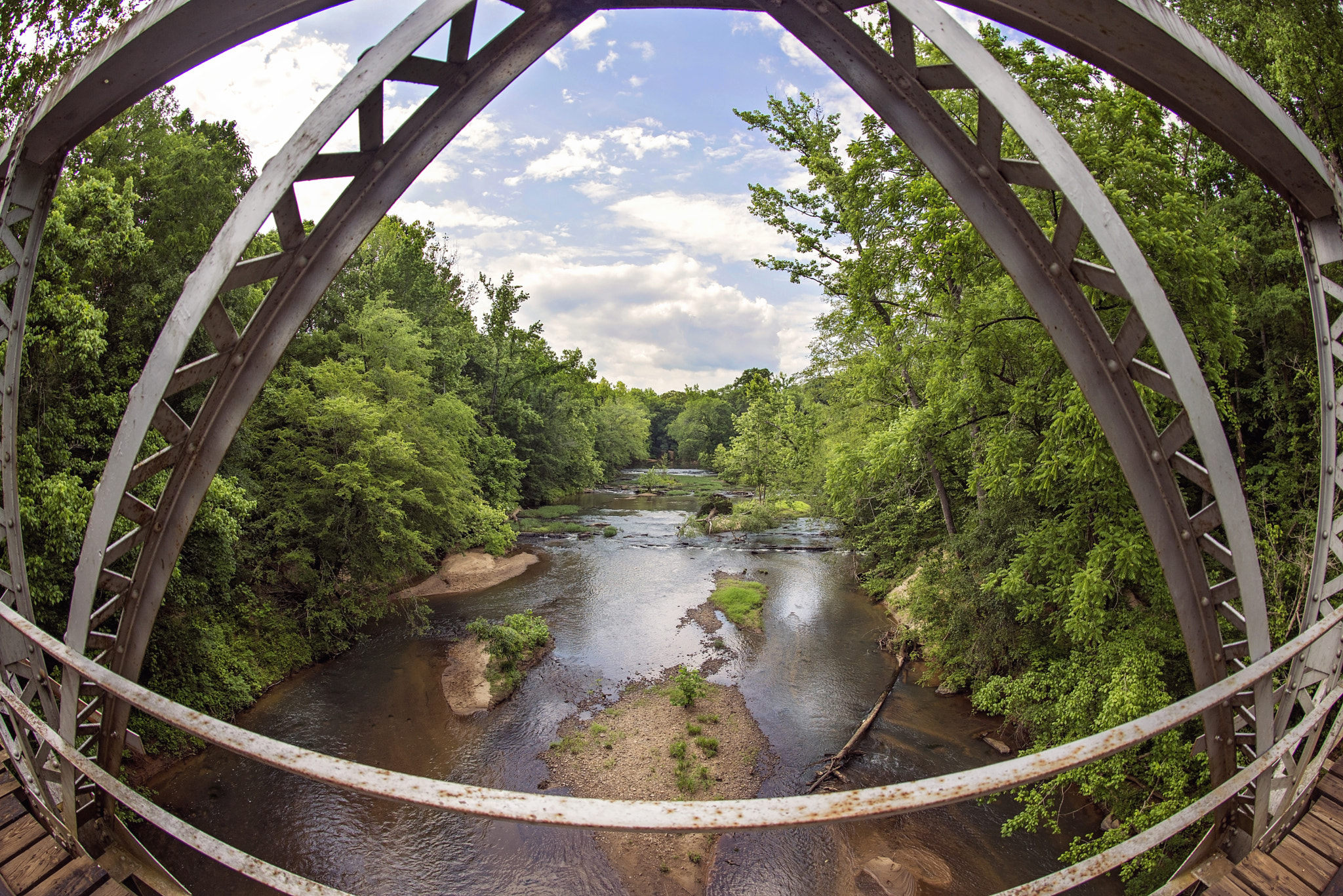 Nikon D610 + Nikon AF Fisheye-Nikkor 16mm F2.8D sample photo. Old wooden and steel bridge photography