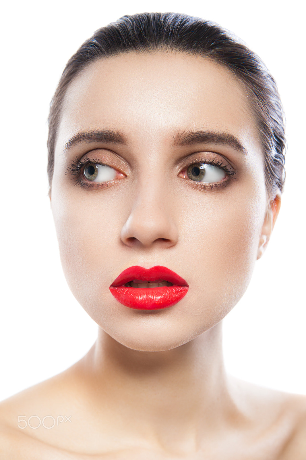 Canon EOS 5D Mark II sample photo. Close-up female with red lipstick photography