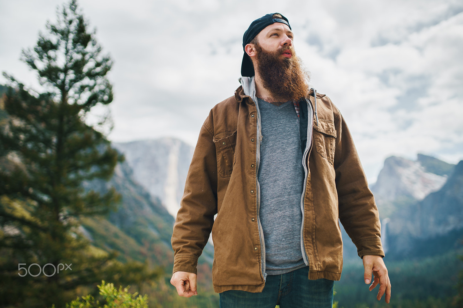 Sony a7R II + Sigma 35mm F1.4 DG HSM Art sample photo. Bearded guy in coat at yosemite photography