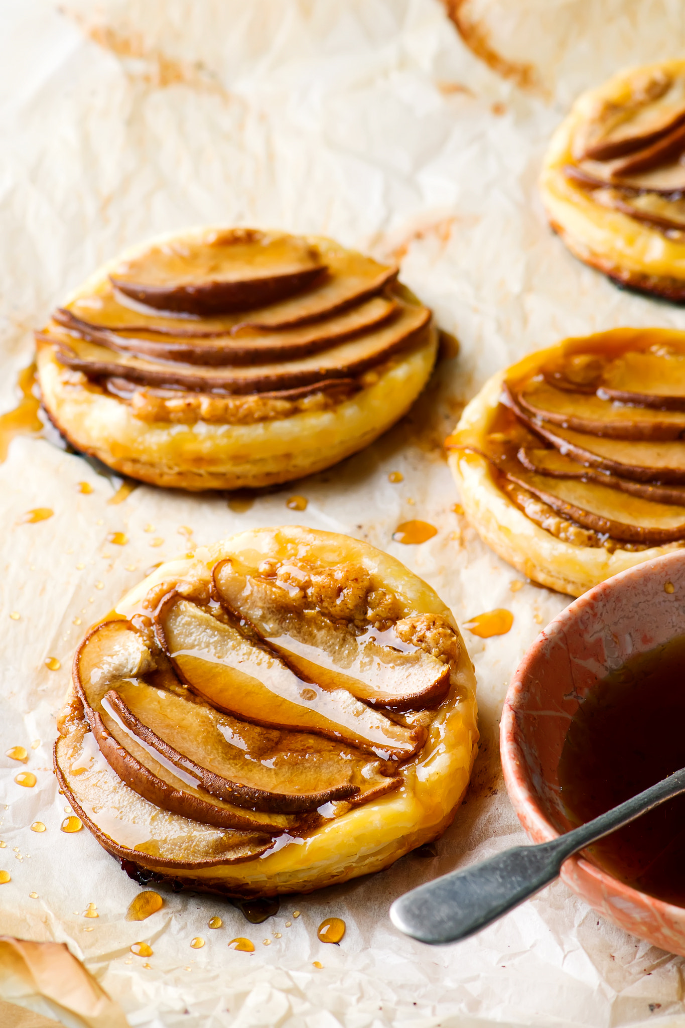 Nikon AF-S Micro-Nikkor 105mm F2.8G IF-ED VR sample photo. Pear tart with marple syrup .selective focus. photography