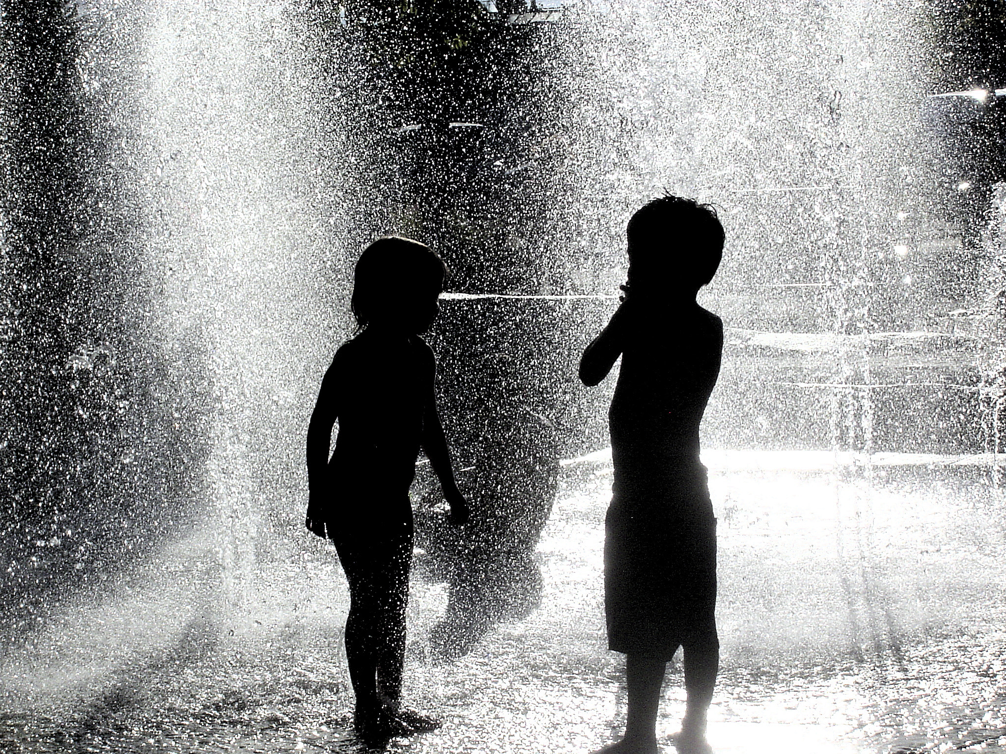 Sony DSC-P8 sample photo. Kids in fountain photography