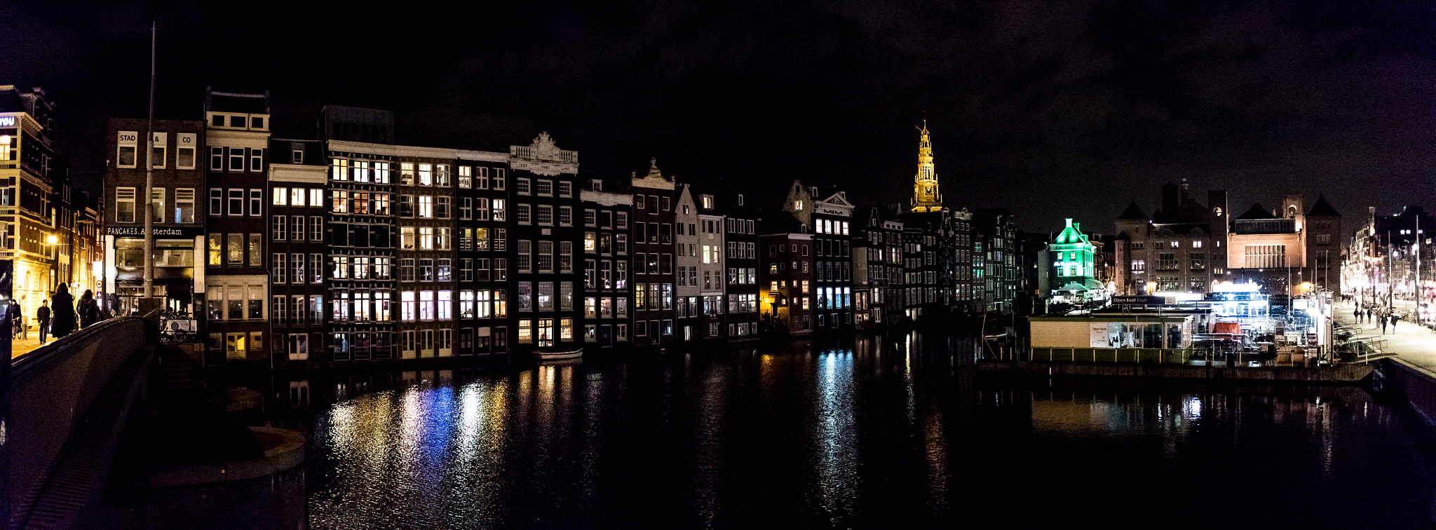 Canon EOS M3 + Canon EF-M 22mm F2 STM sample photo. Night panorama from a bridge in amsterdam photography