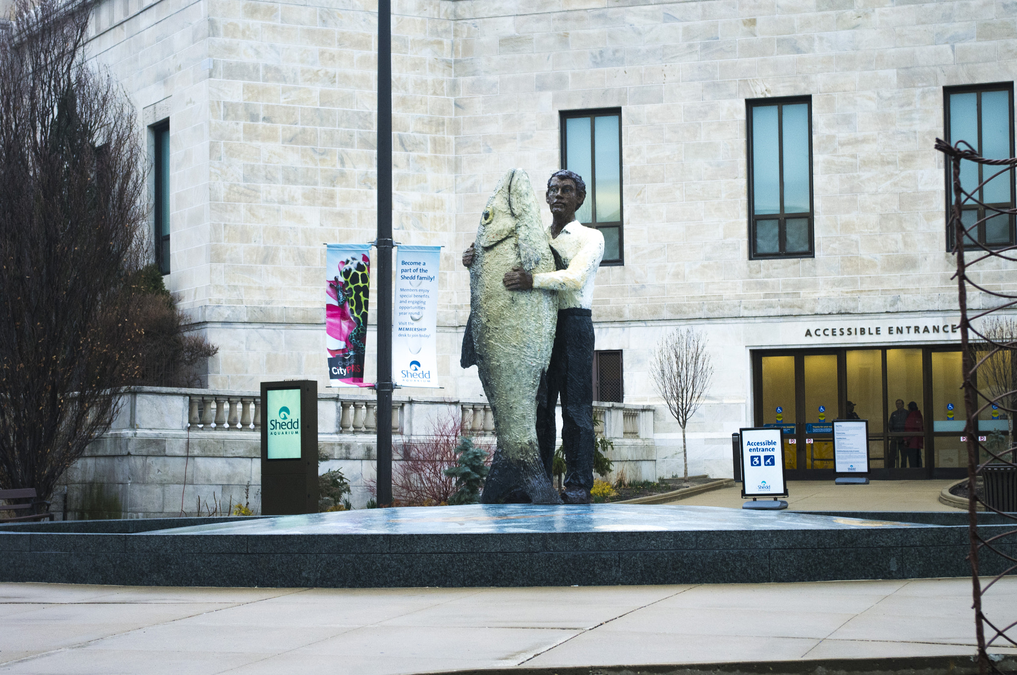 Pentax K-r sample photo. The guy and the fish. chicago, usa photography