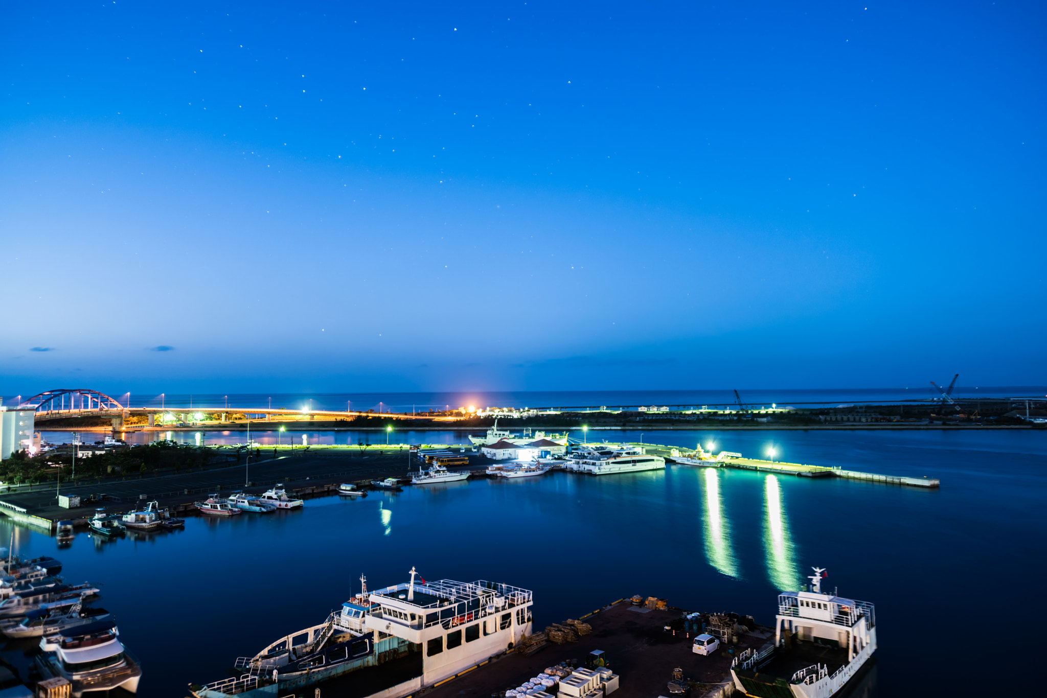 Sony a99 II sample photo. Night at the harbor photography