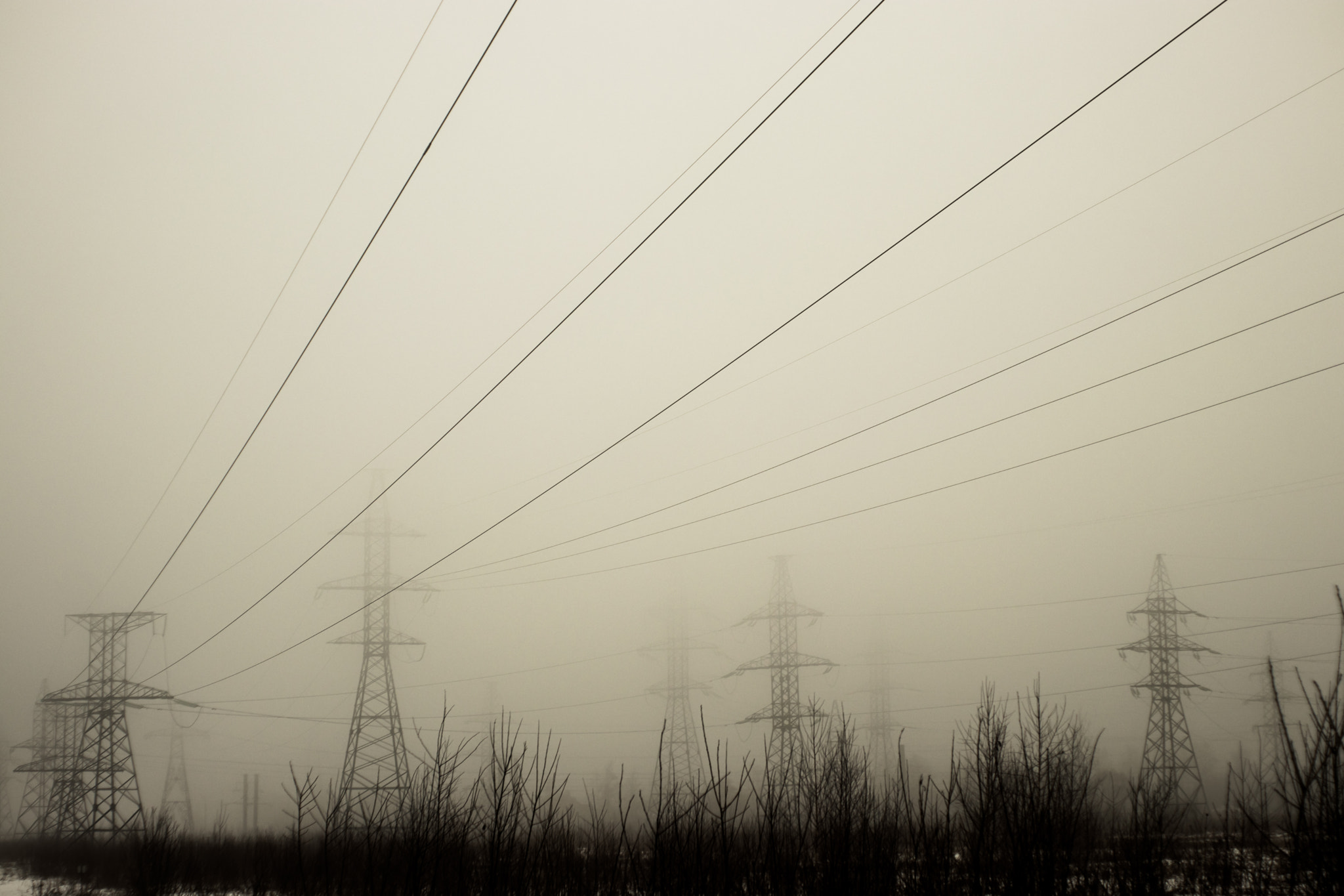 Canon EF 35-80mm f/4-5.6 sample photo. Wires in fog. photography