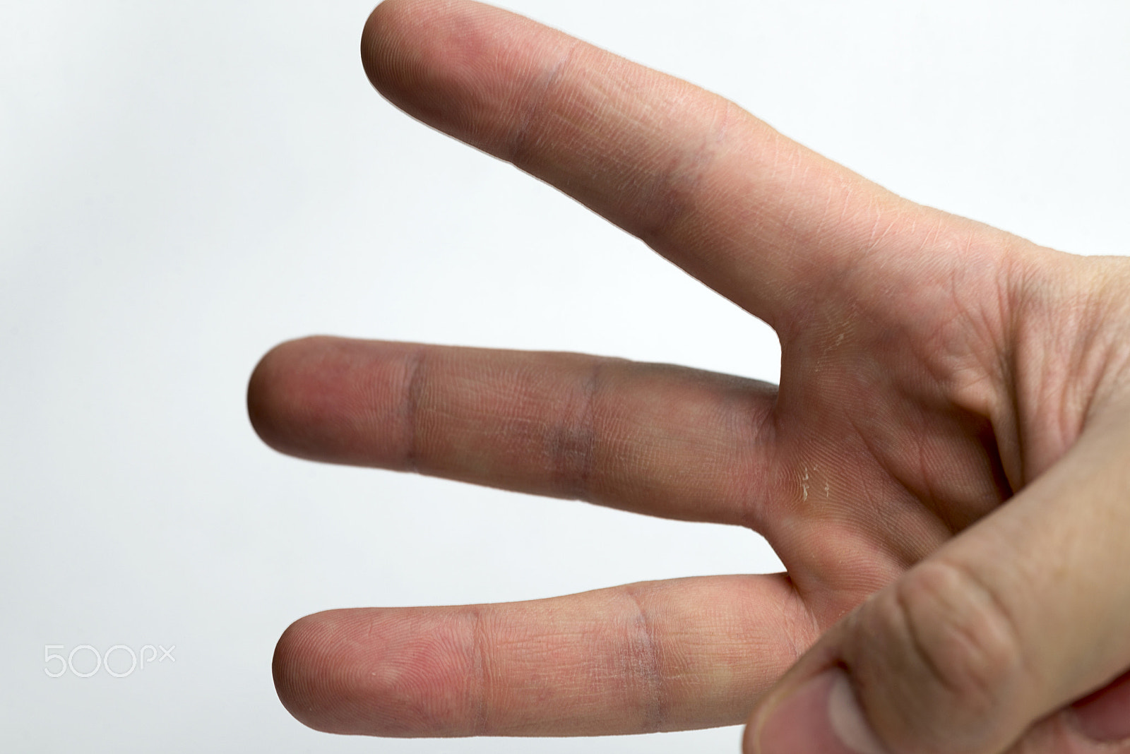 Nikon D600 + Nikon AF Micro-Nikkor 60mm F2.8D sample photo. Three fingers on a white background. photography