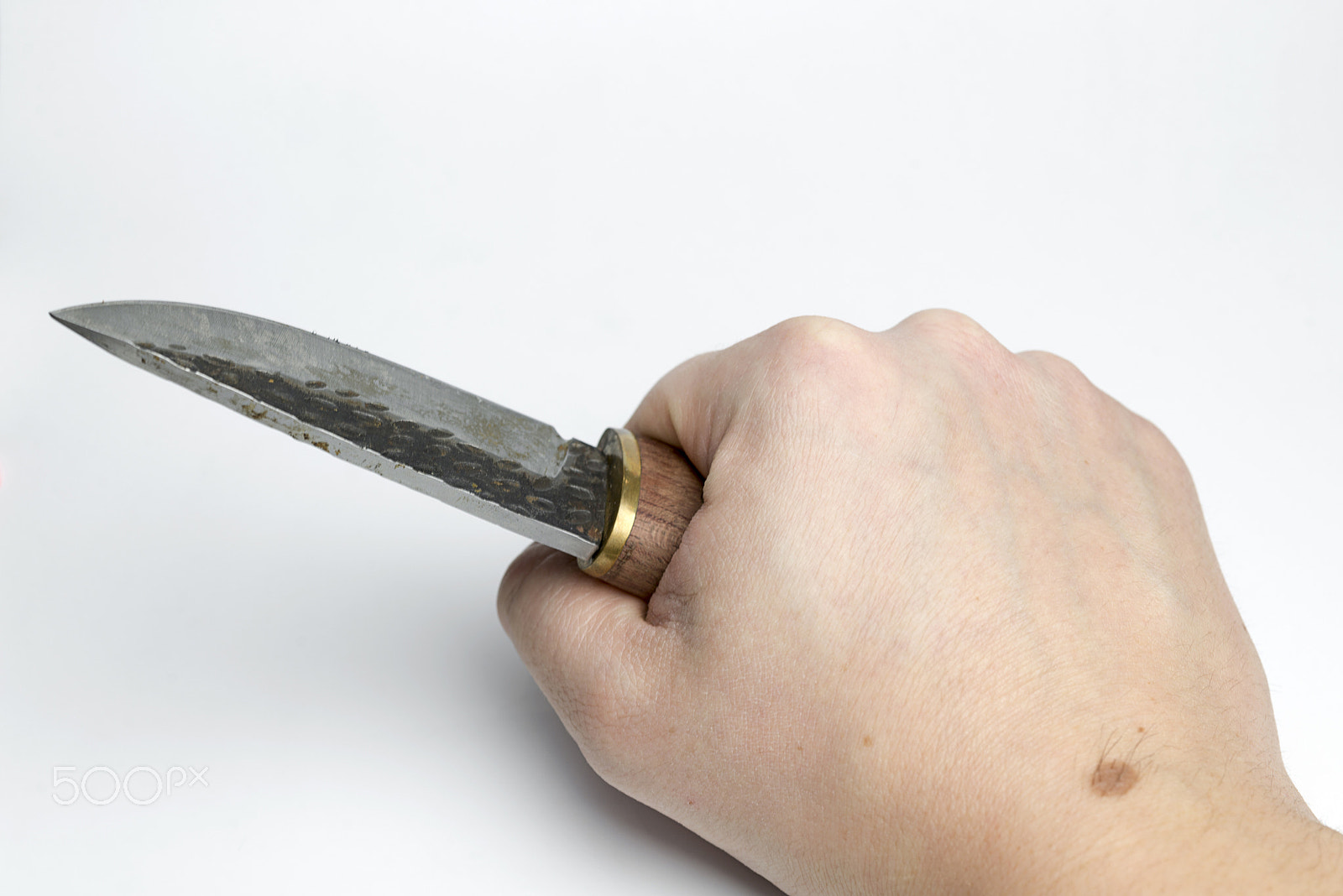 Nikon D600 + Nikon AF Micro-Nikkor 60mm F2.8D sample photo. Hand on a white background holding a knife. photography