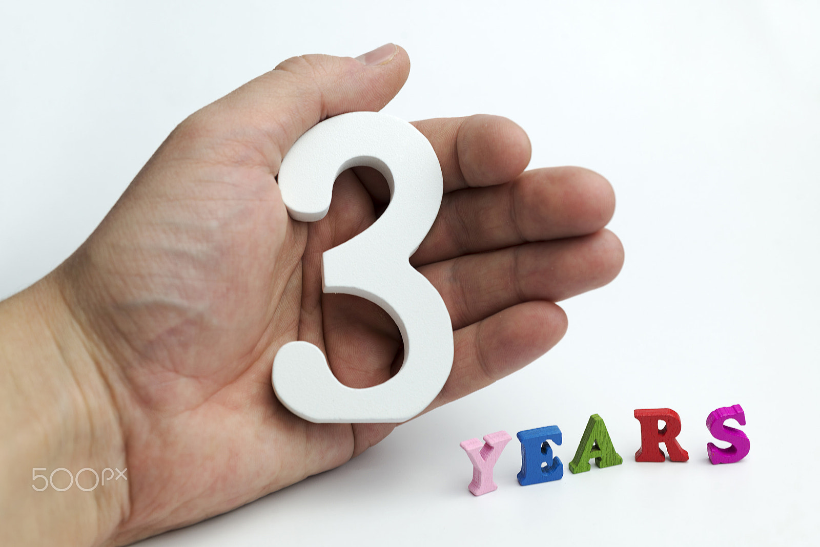 Nikon D600 + Nikon AF Micro-Nikkor 60mm F2.8D sample photo. Hands on a white background holding number 3 photography