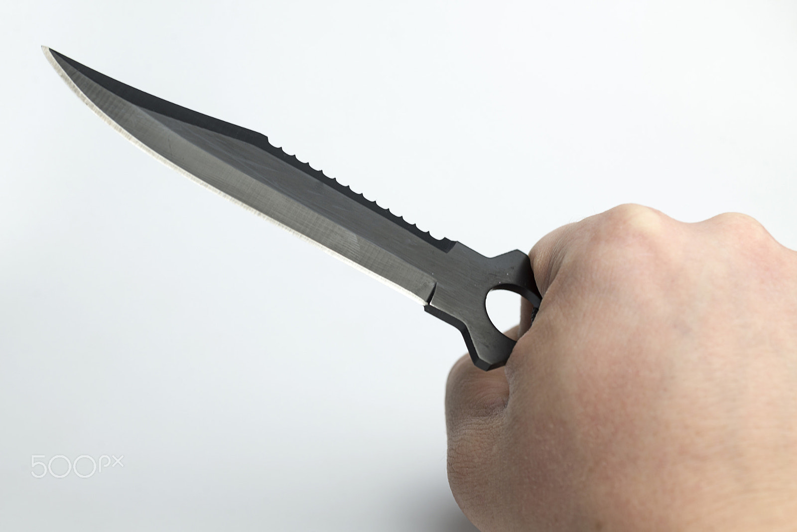 Nikon D600 + Nikon AF Micro-Nikkor 60mm F2.8D sample photo. Hand on a white background holding a knife. photography