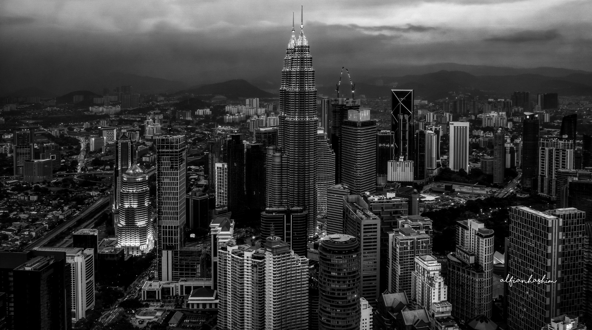 Sony a6000 sample photo. Kuala lumpur b&w (viewing from kl tower) photography
