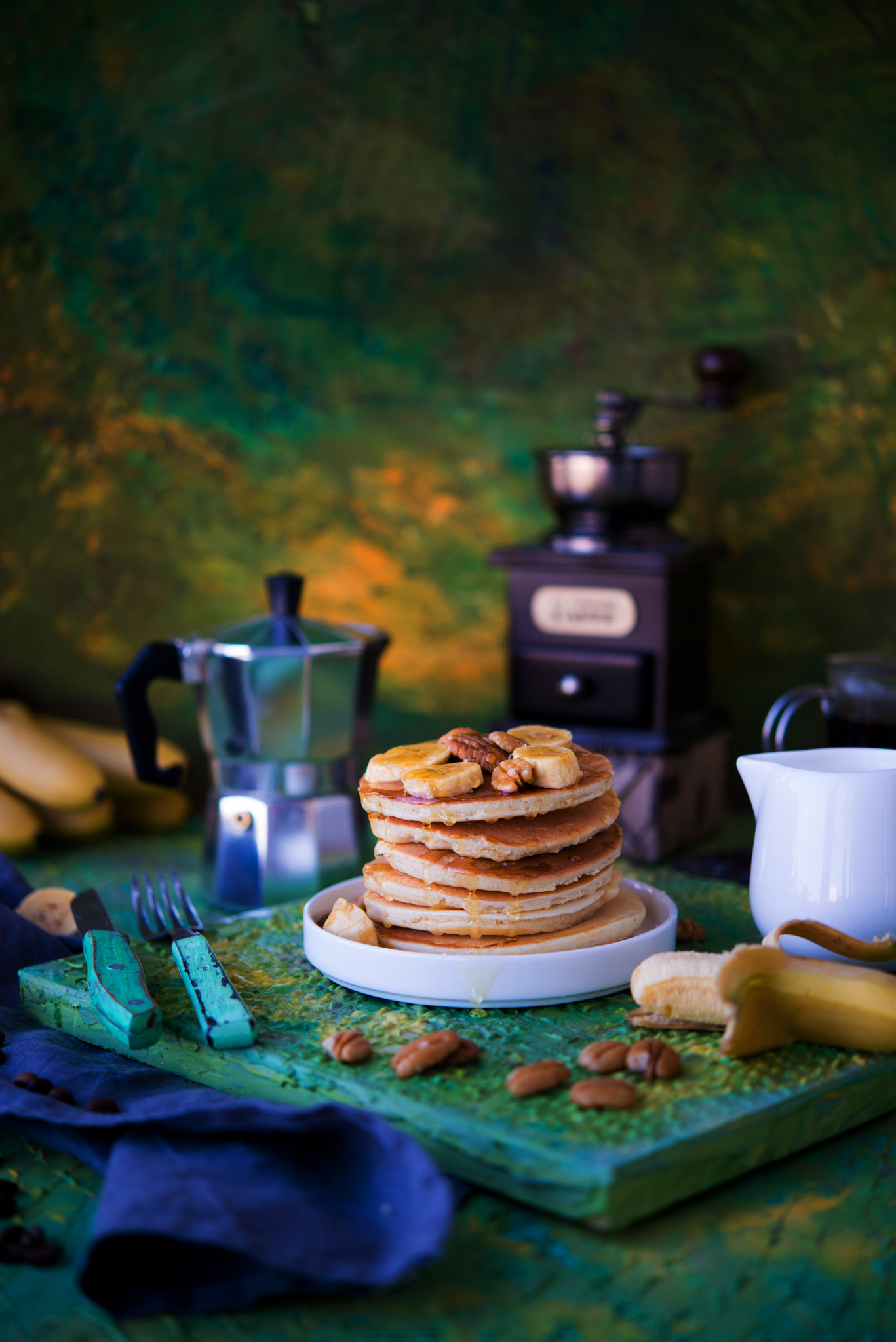 Nikon D800 + Nikon AF-S Micro-Nikkor 60mm F2.8G ED sample photo. Pancakes with banana and honey photography