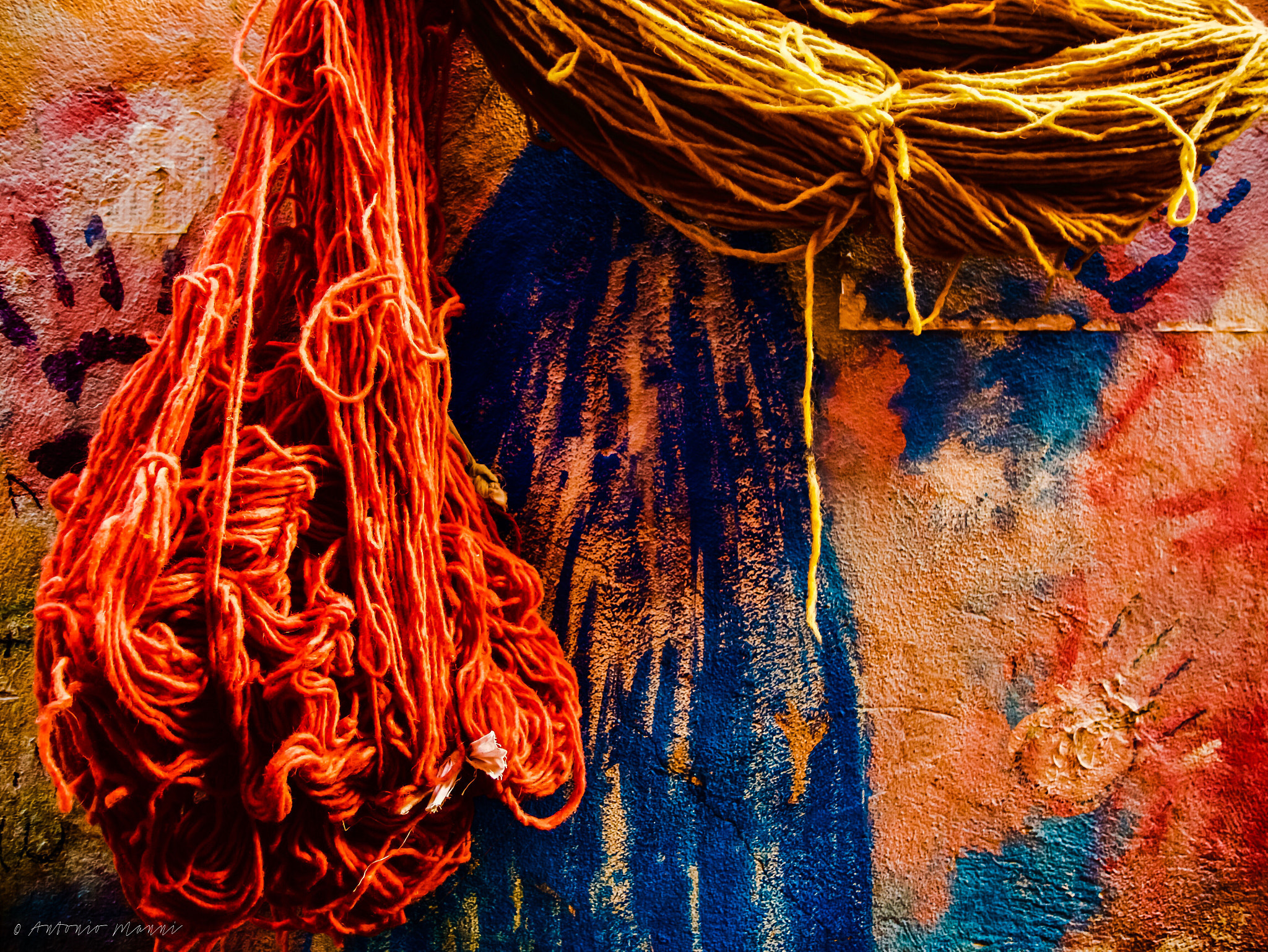 Panasonic Lumix DMC-GX7 sample photo. Wool colouring in medina, marrakech photography
