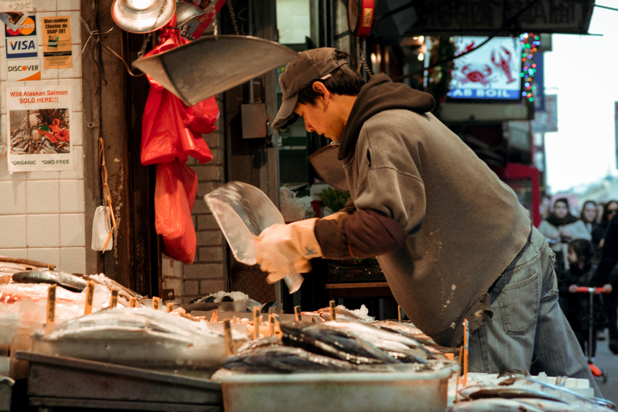 Nikon D5300 + Nikon AF-S Nikkor 85mm F1.8G sample photo. Chinatown fish market, new york city photography