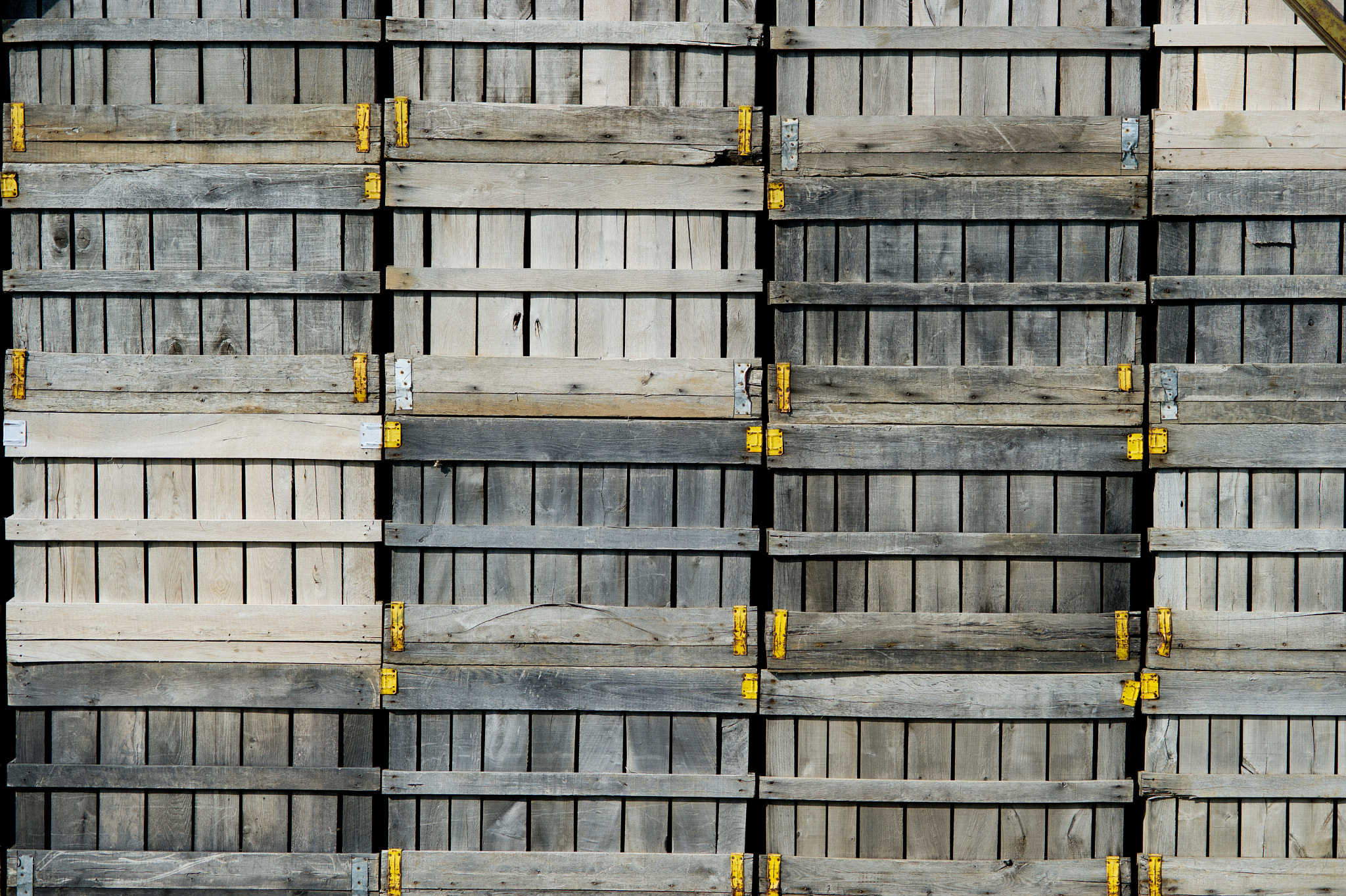 Nikon D3S sample photo. Stacked crates for produce on farm photography