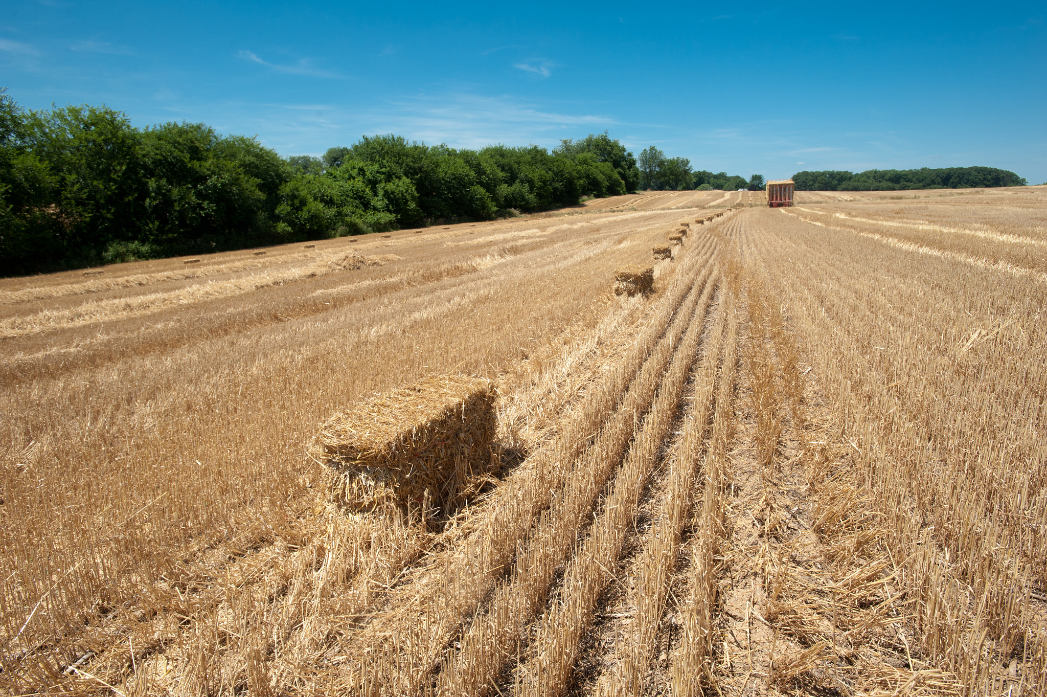 Nikon AF-S Nikkor 17-35mm F2.8D ED-IF sample photo. Hay baler working in field photography
